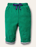 Pantalon en velours côtelé avec doublure en jersey-Vert des Highlands