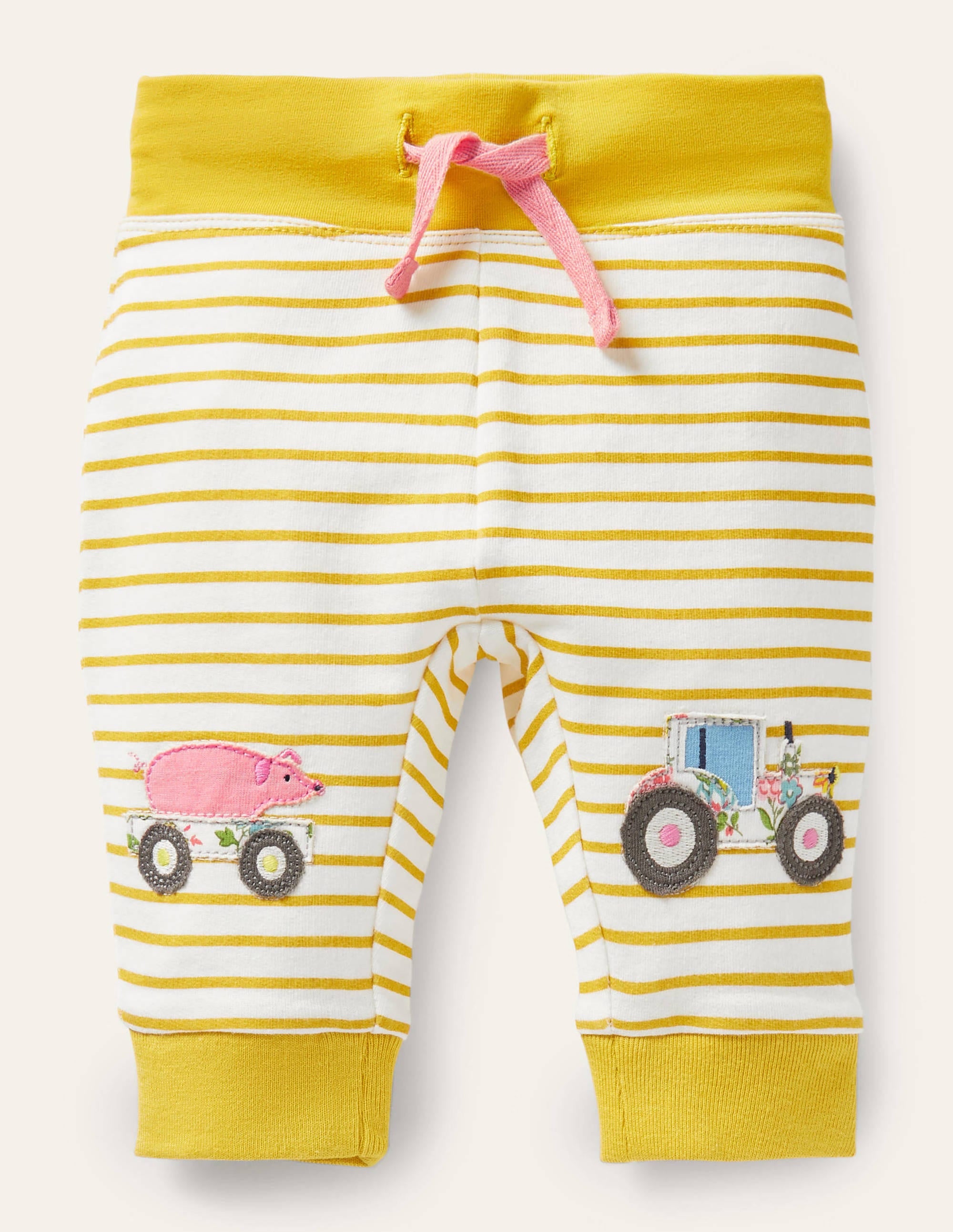 Bas en jersey à appliqués aux genoux-Ferme ivoire/jaune maïs - Image 1