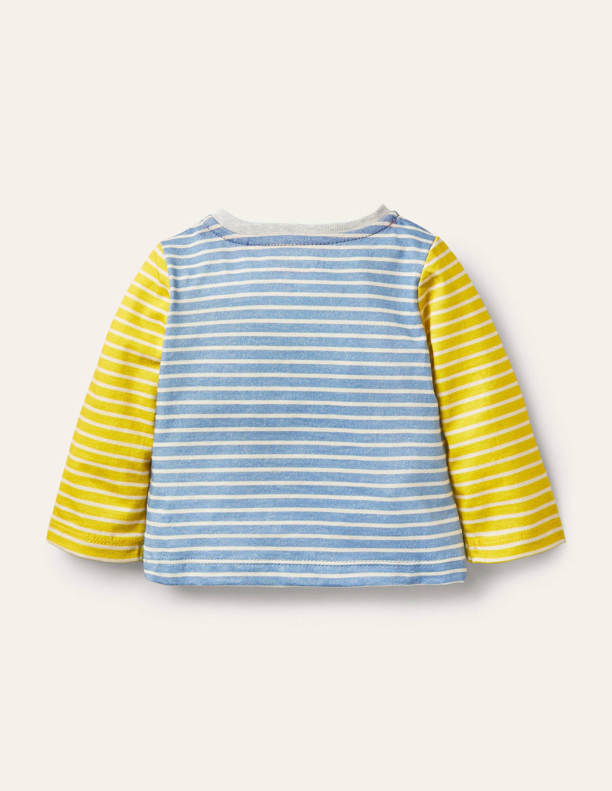 Oberteil mit großer Applikation-Surfbrett-Blau/Naturweiß, Wippe-2
