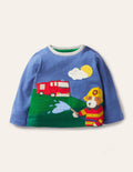 Scene Appliqué T-Shirt-Elizabethan Blue Sprout