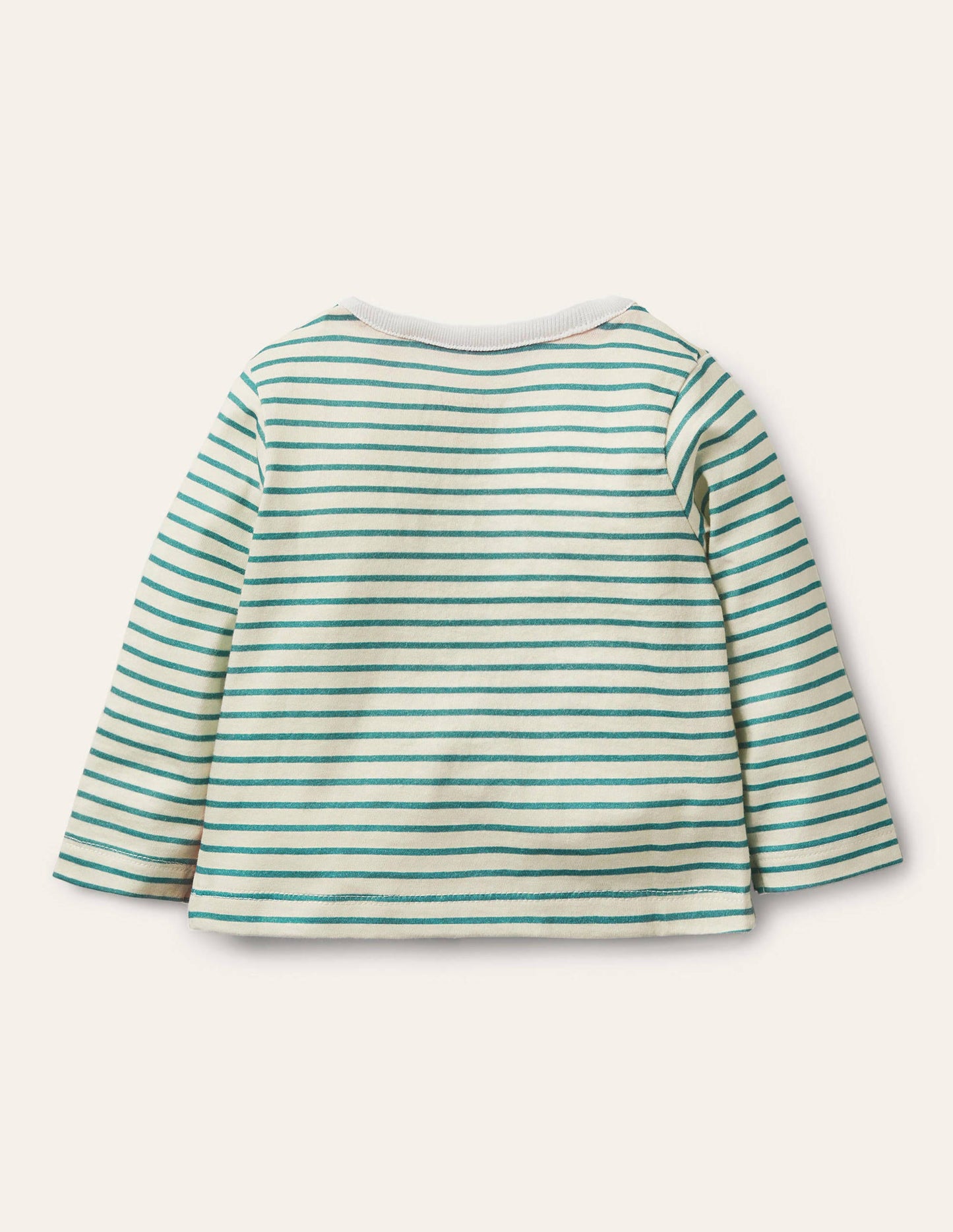 T-shirt rayé avec rabat à soulever-Poules ivoire/bleu ruisseau