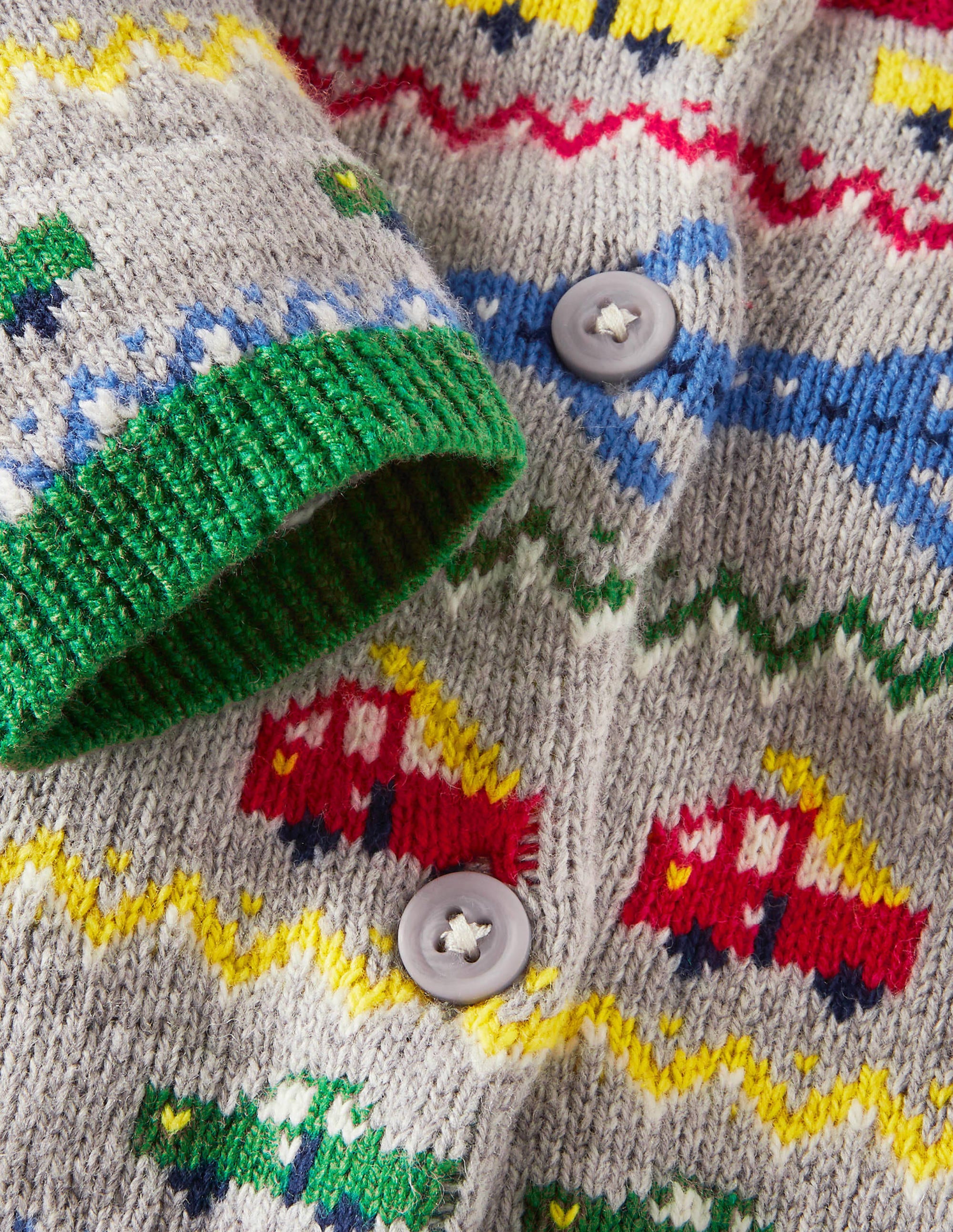 Cardigan motif jacquard-Véhicules gris chiné - Image 3