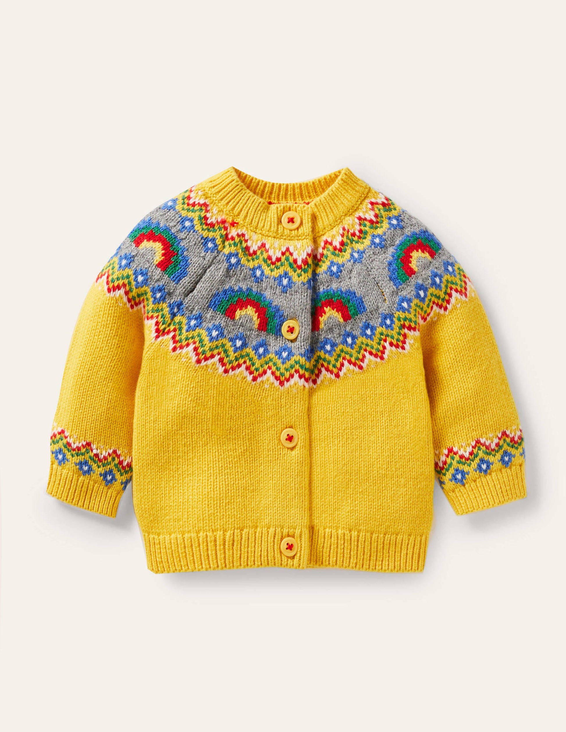 Cardigan motif jacquard-Arcs-en-ciel jaune rayon de miel-1