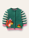 Gilet à motif animal-Écureuil ivoire/vert Sardaigne