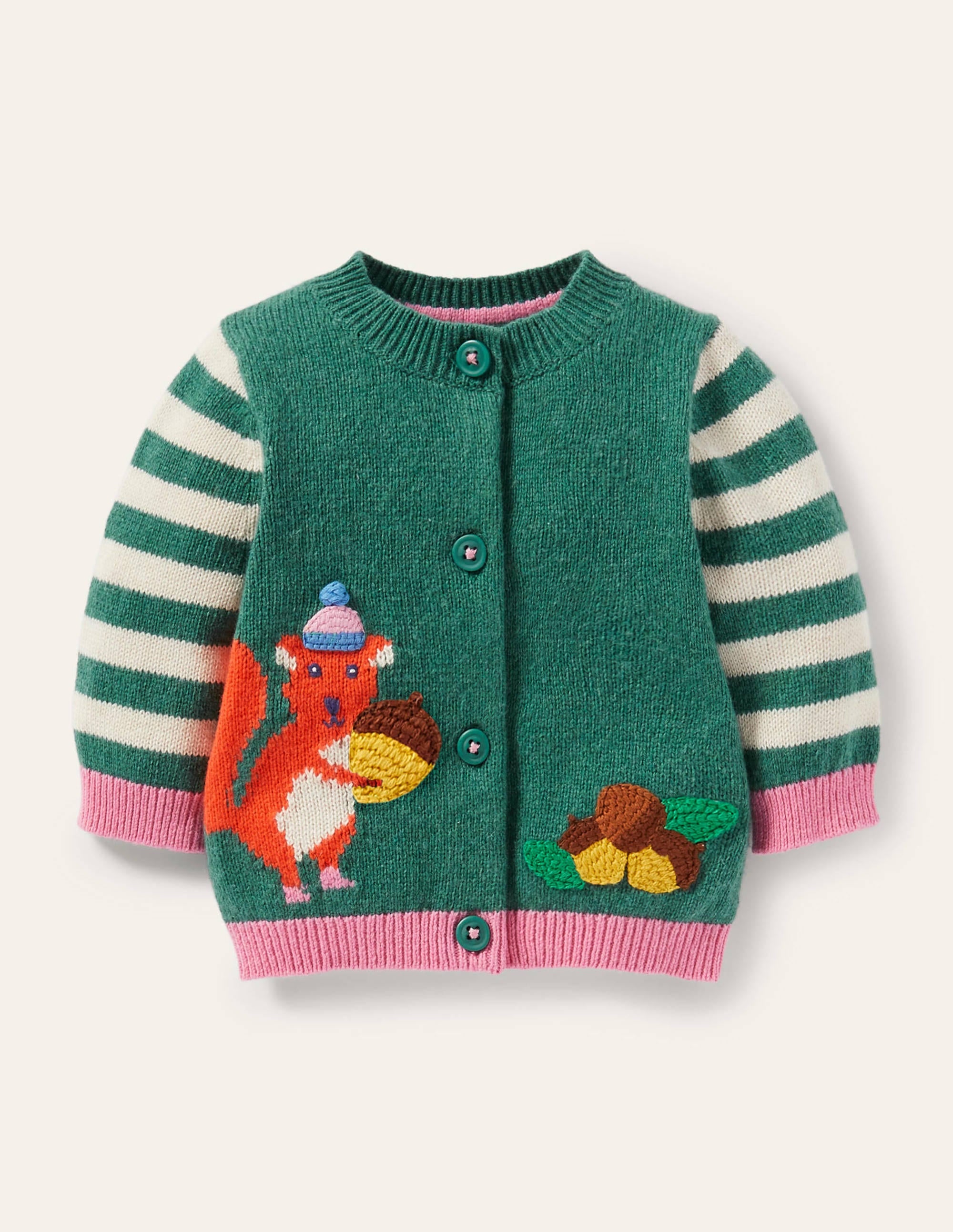 Gilet à motif animal-Écureuil ivoire/vert Sardaigne - Image 1