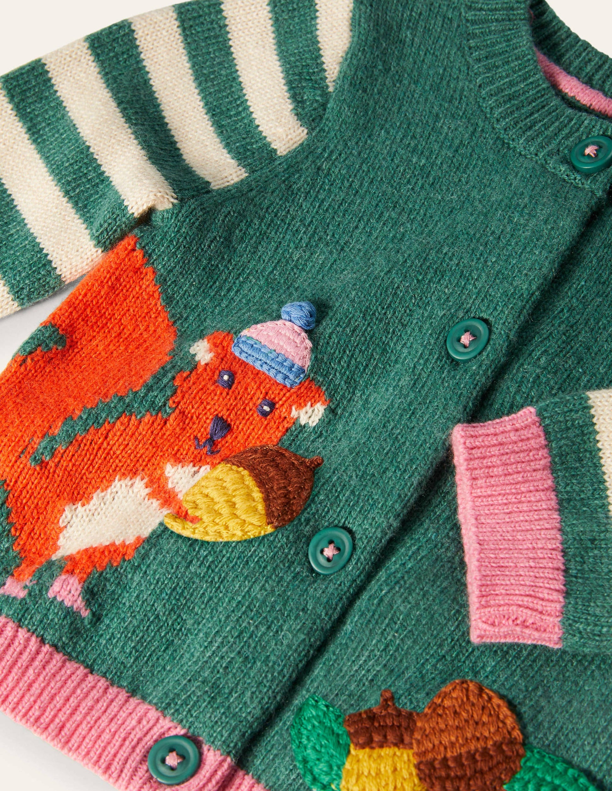Gilet à motif animal-Écureuil ivoire/vert Sardaigne-3