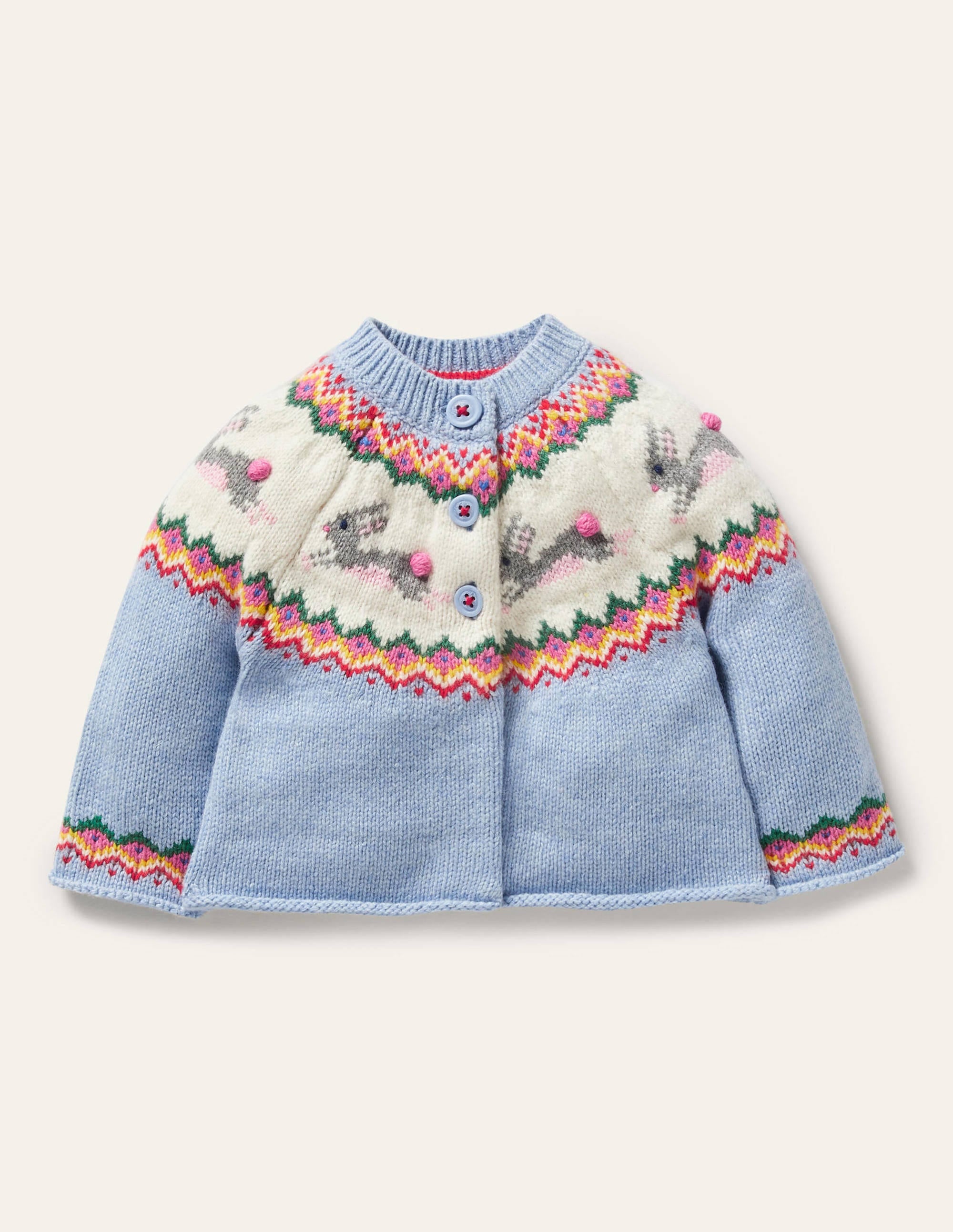 Fair-Isle-Cardigan-Himmelblau, Häschen - Image 1