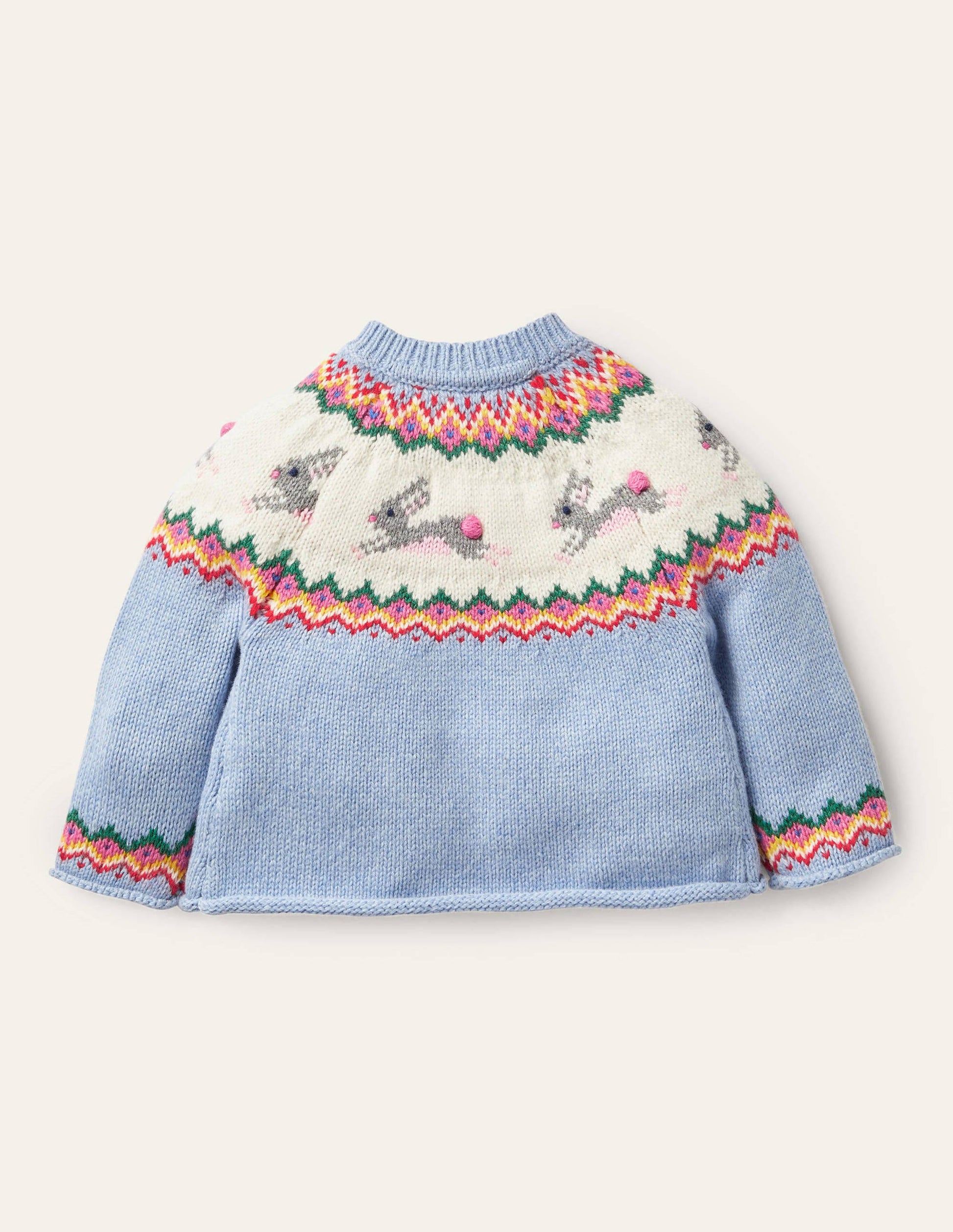 Fair-Isle-Cardigan-Himmelblau, Häschen-2