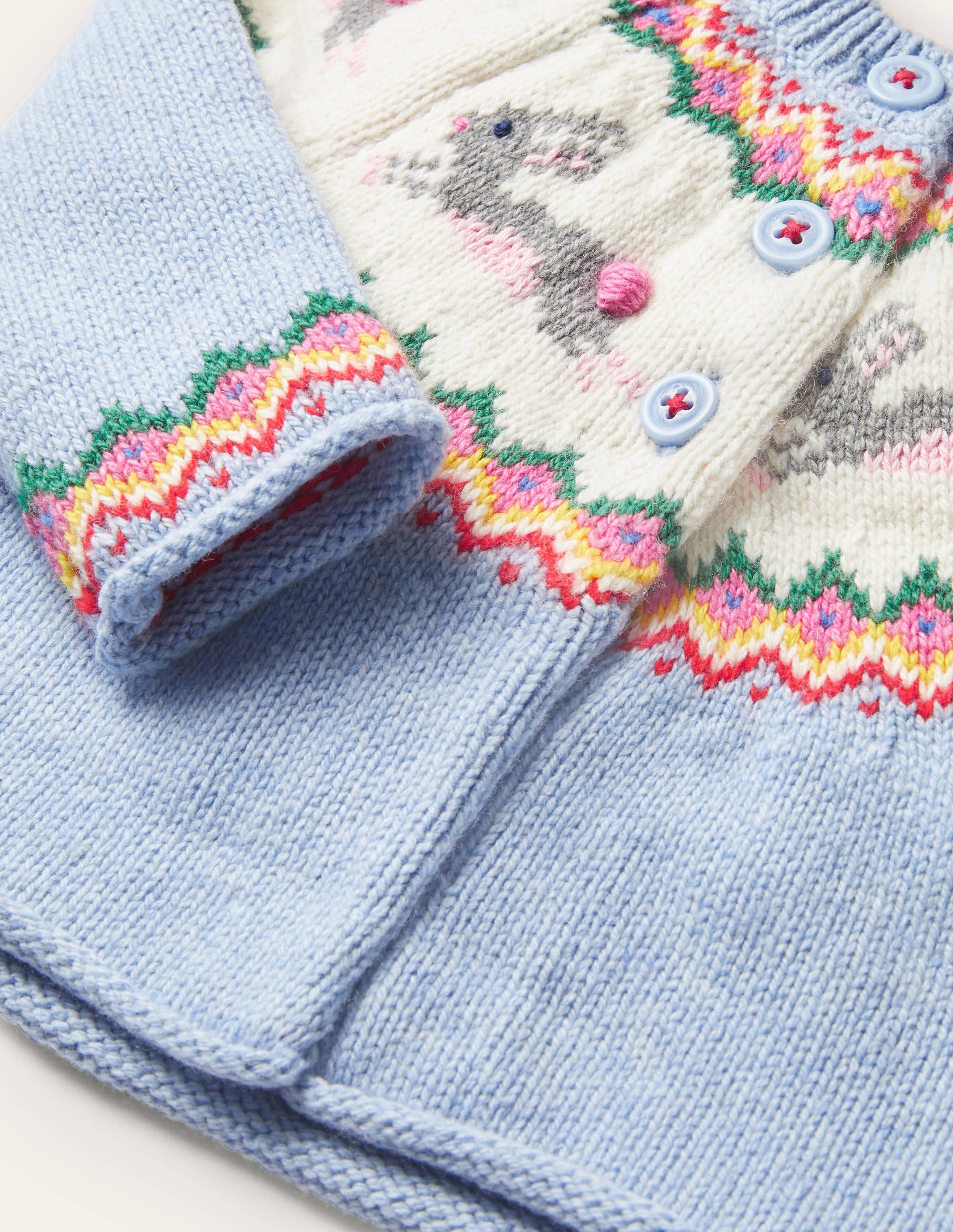 Fair-Isle-Cardigan-Himmelblau, Häschen - Image 3