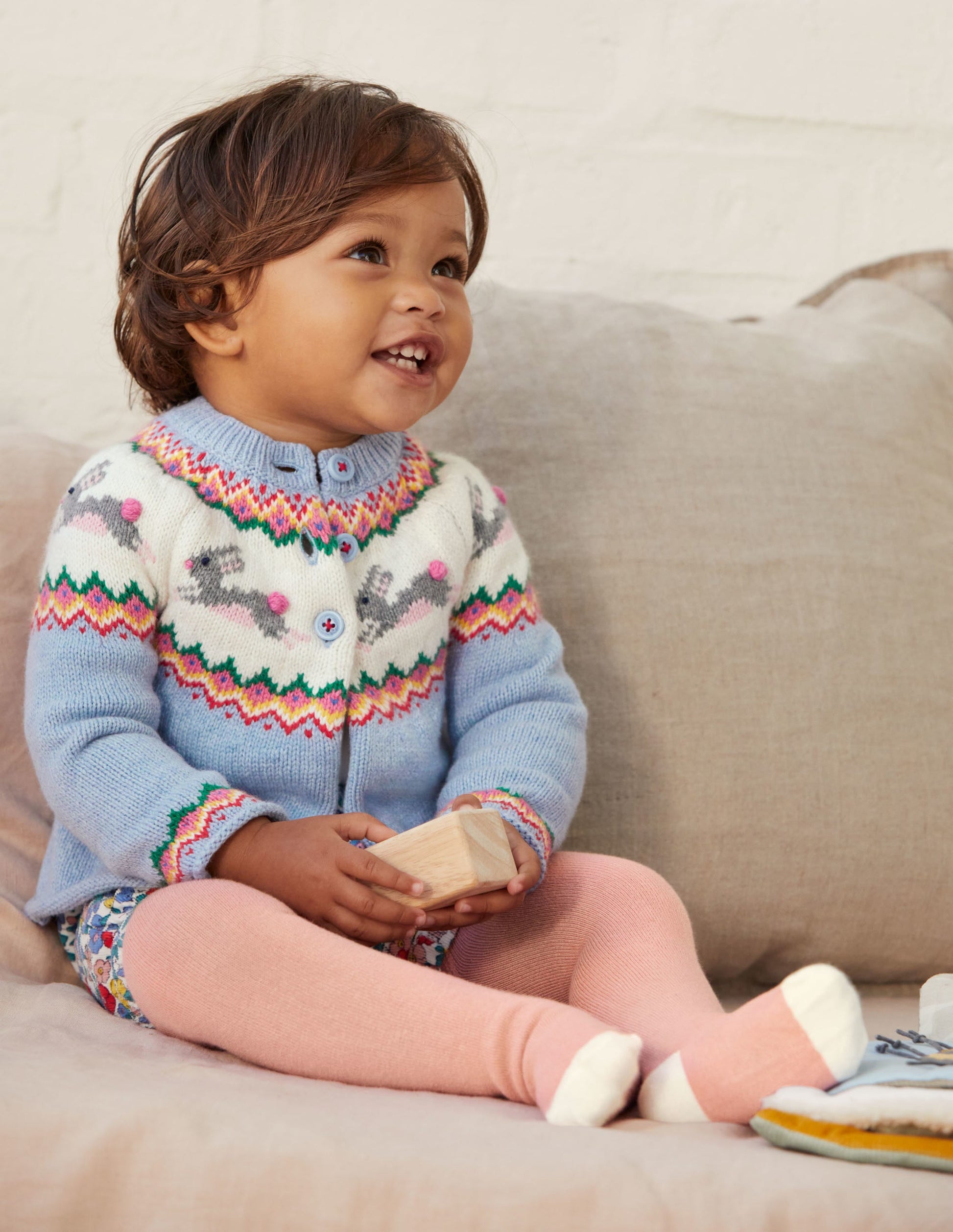 Fair-Isle-Cardigan-Himmelblau, Häschen-4