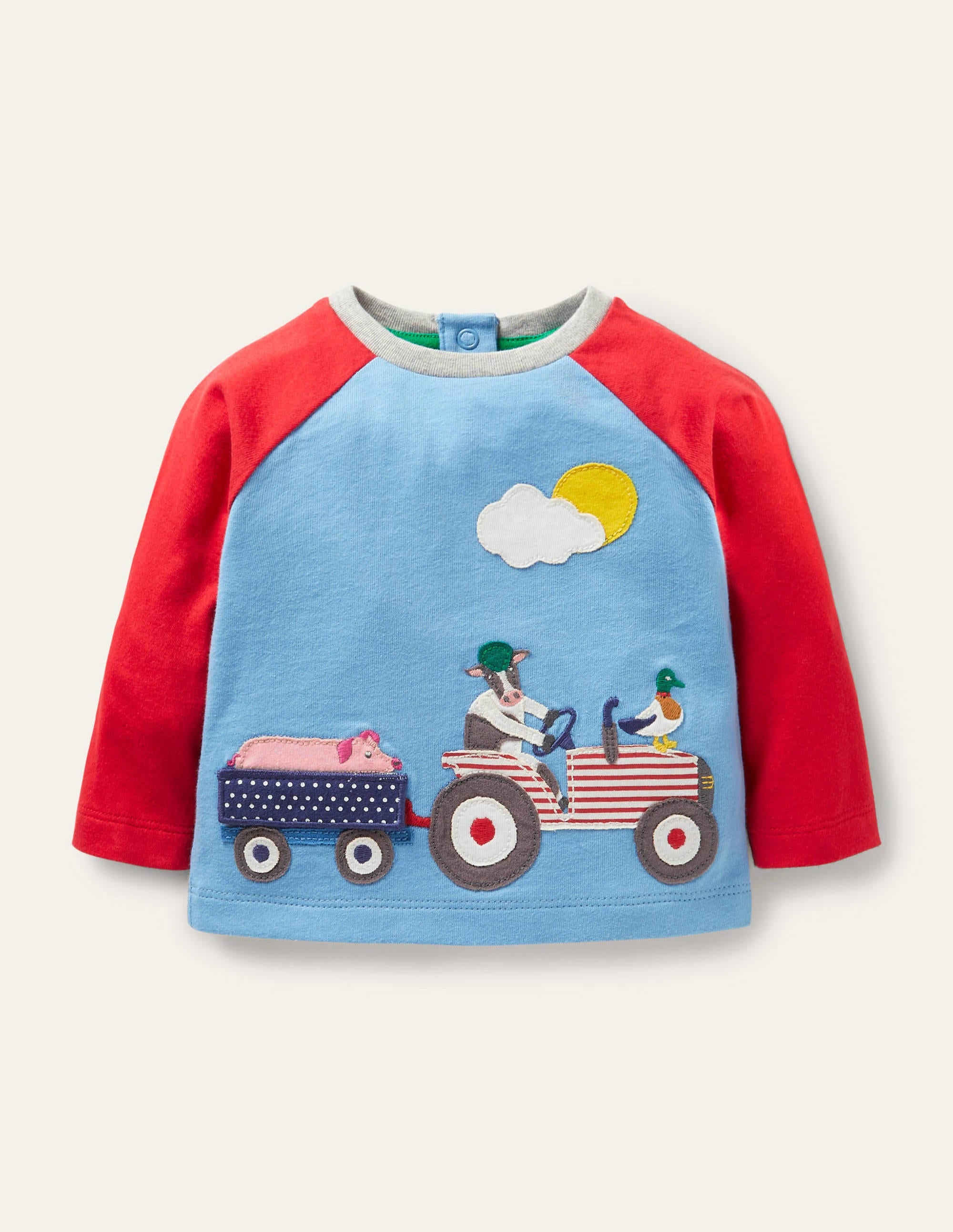 T-shirt manches raglan avec rabat à soulever-Tracteur bleu surf - Image 1