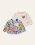 2 T-shirts-Motif floral fleur de pommier multi