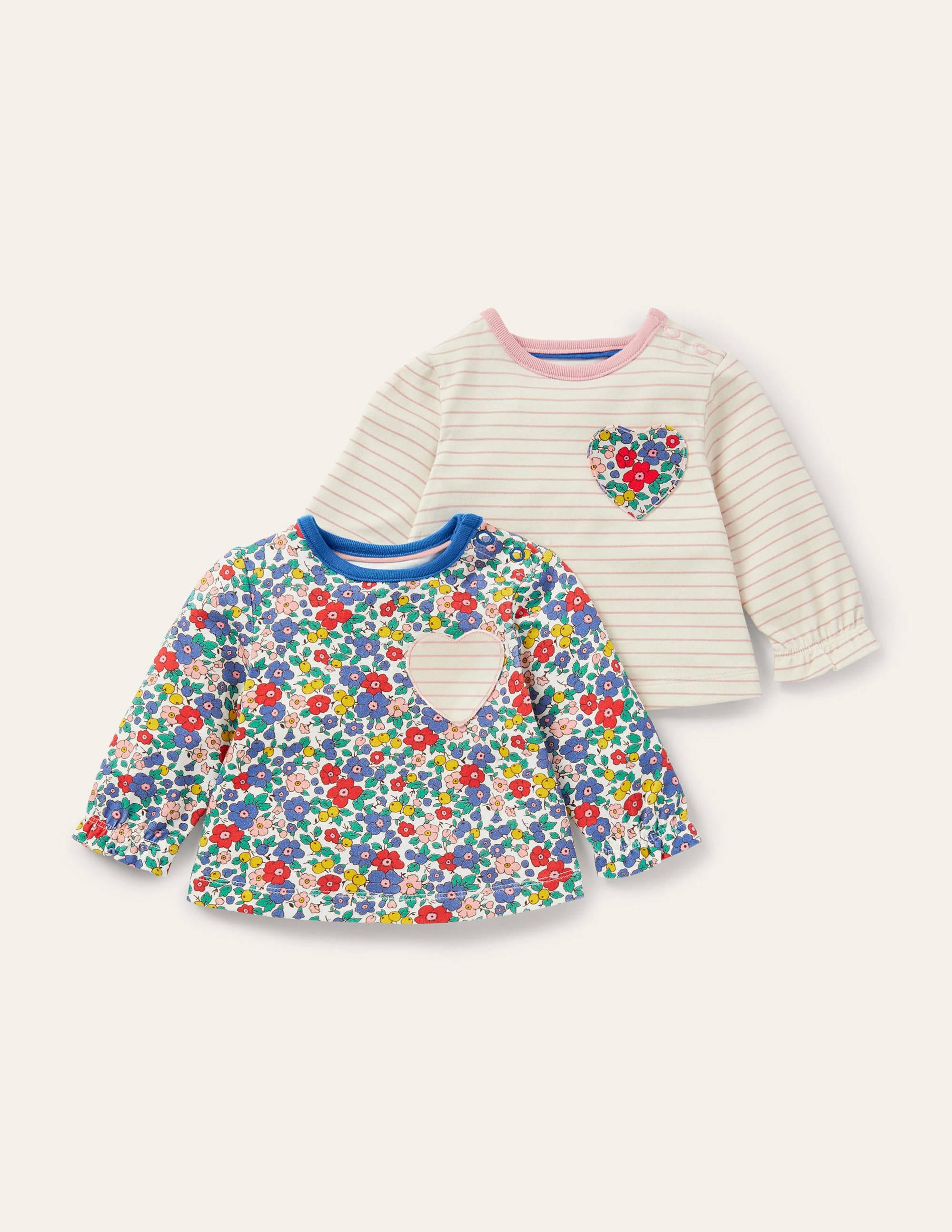 2 T-shirts-Motif floral fleur de pommier multi - Image 1