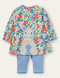 Ensemble à appliqué lapin-Motif floral fleur de pommier multi