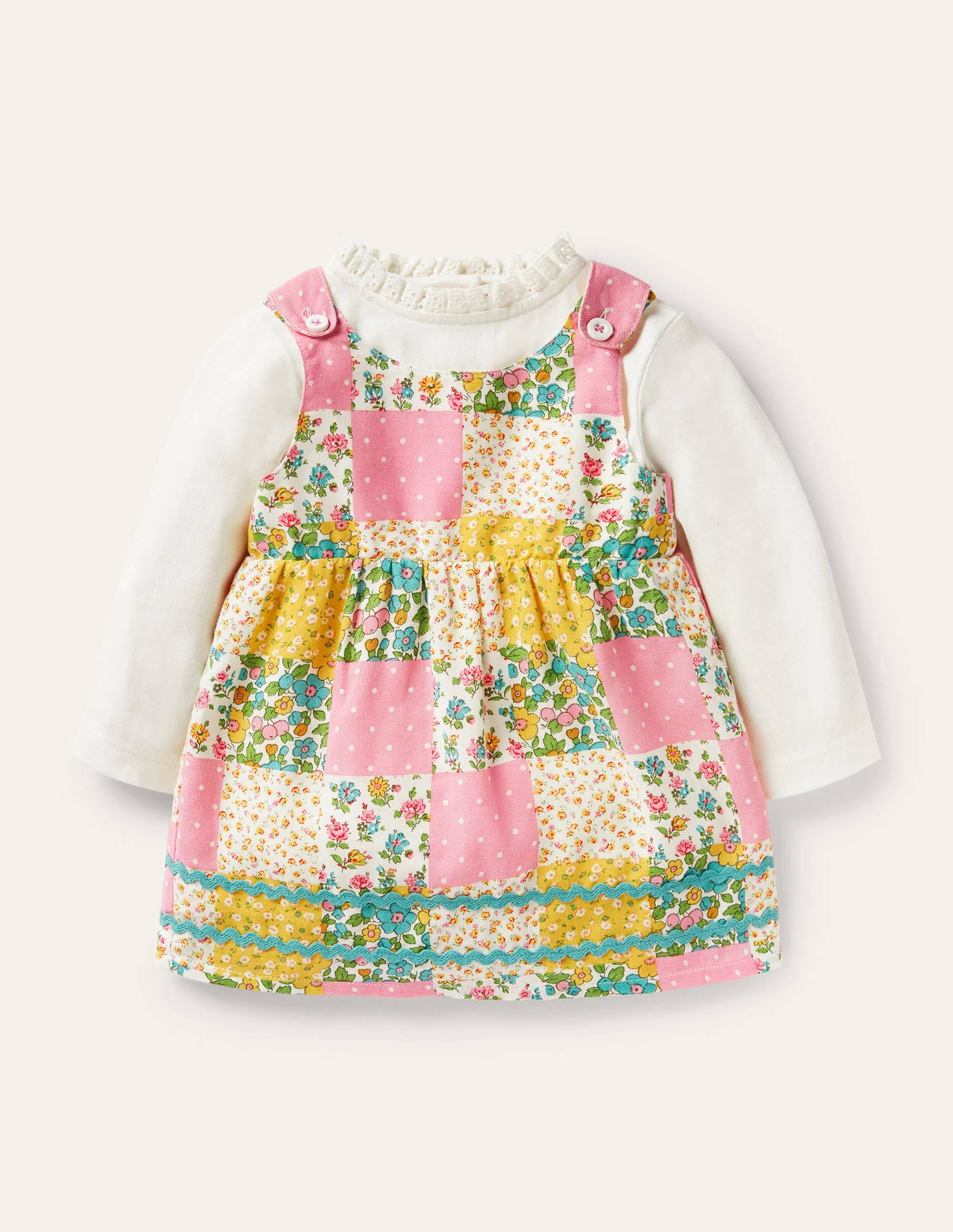 Ensemble avec robe chasuble à motif patchwork-Motif Patchwork Floral multi - Image 1