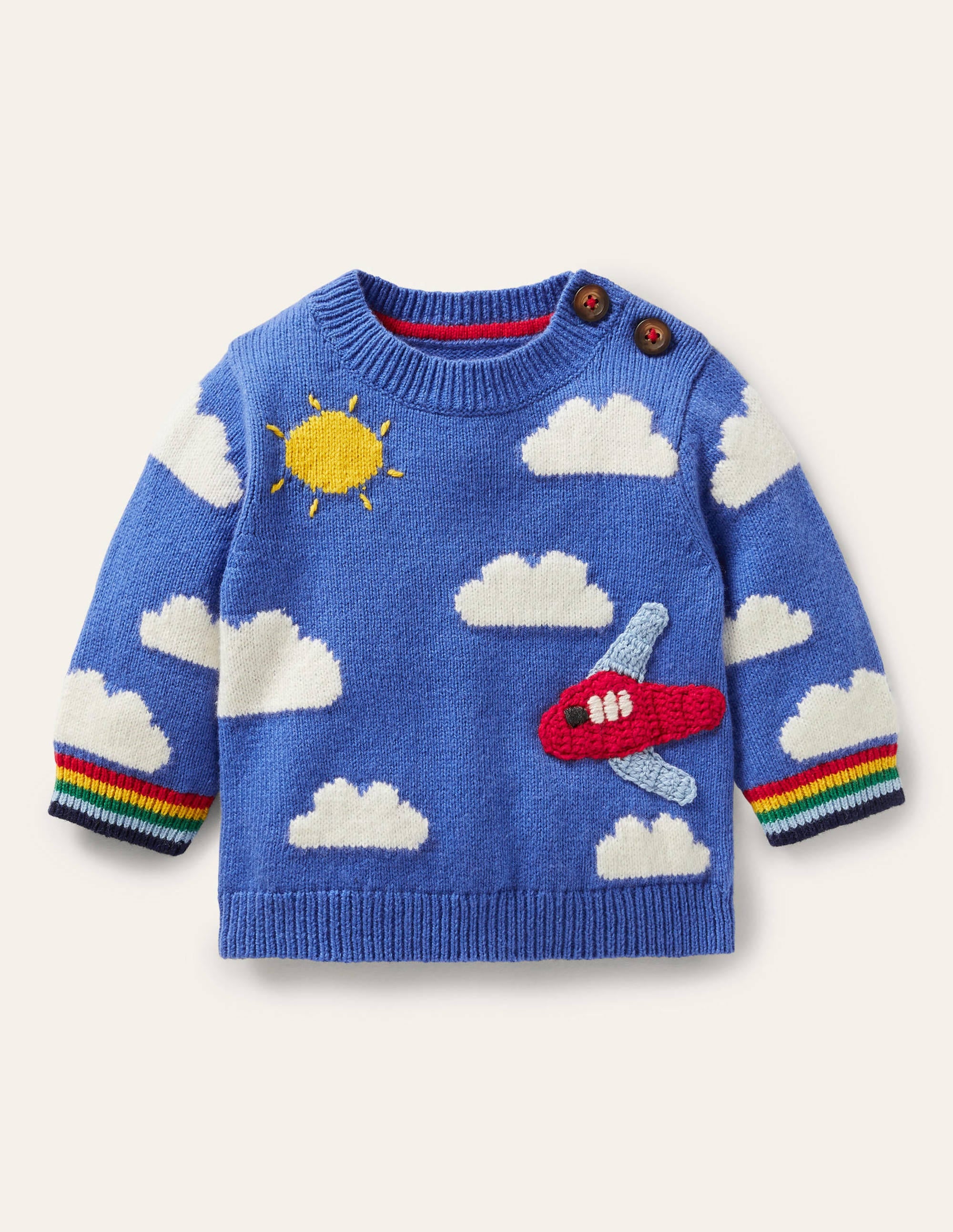 Pull fun en maille-Avion bleu élisabéthain - Image 1