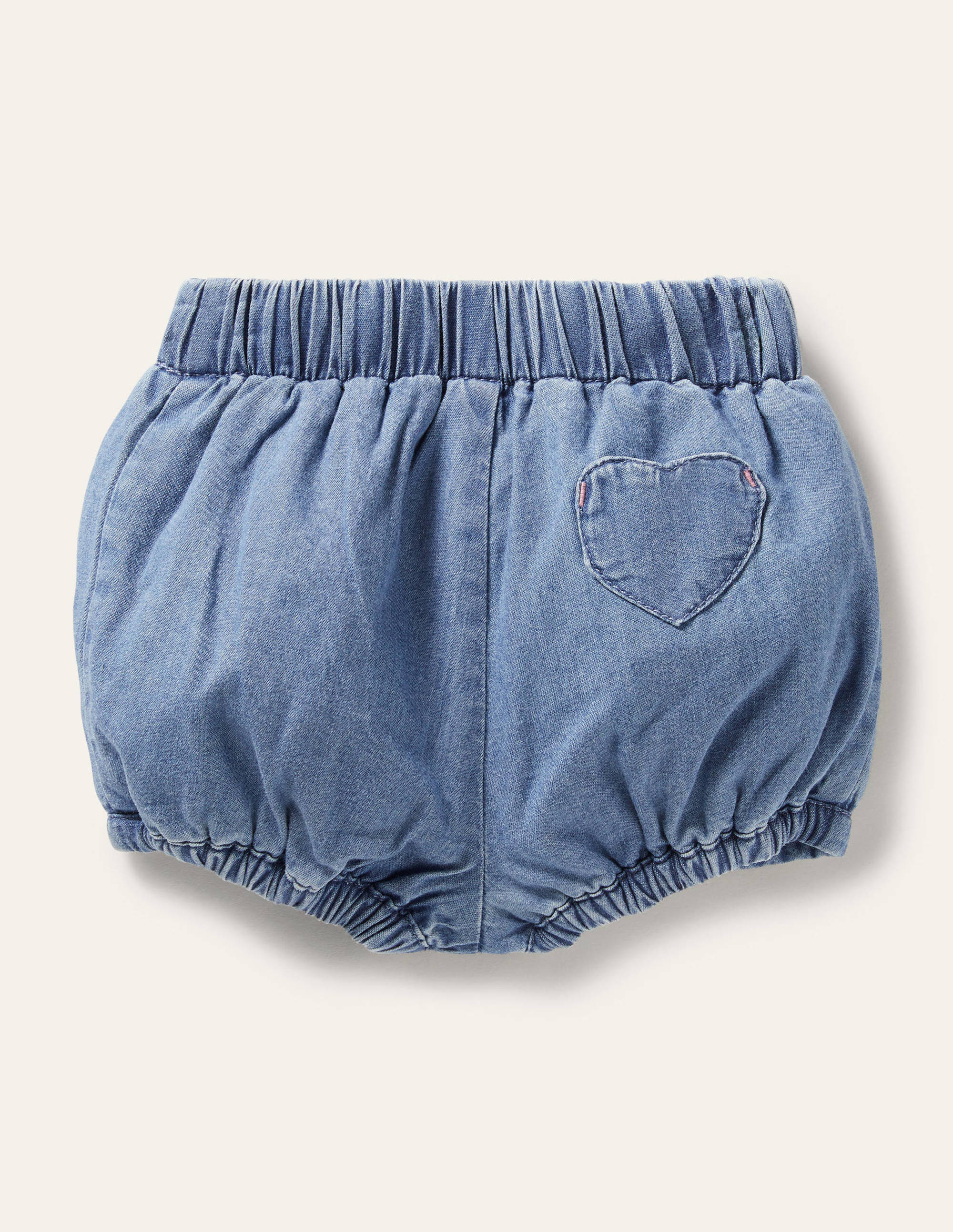 Short bouffant en chambray-Bleu Marine/Ivoire - Image 2