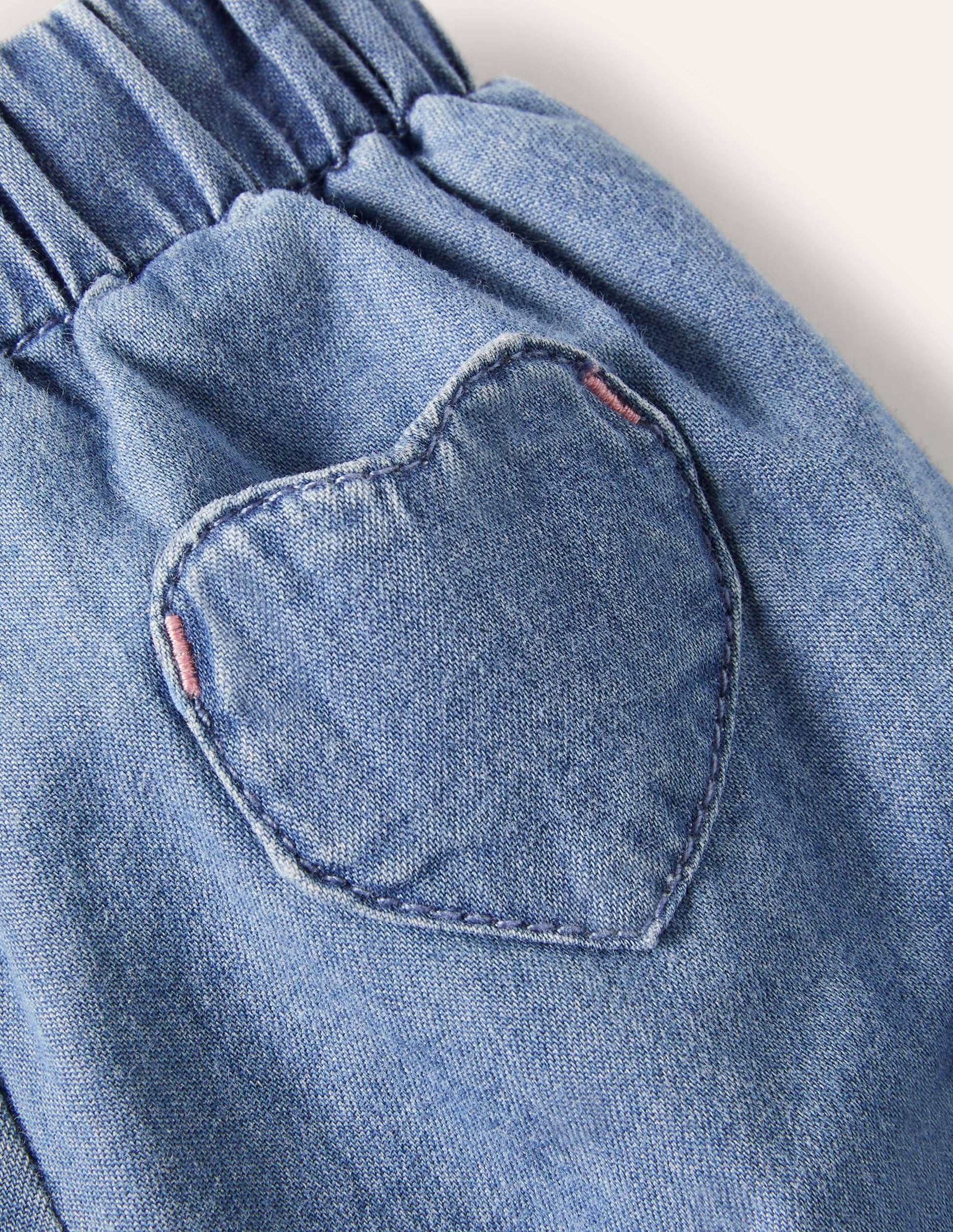 Short bouffant en chambray-Bleu Marine/Ivoire-3