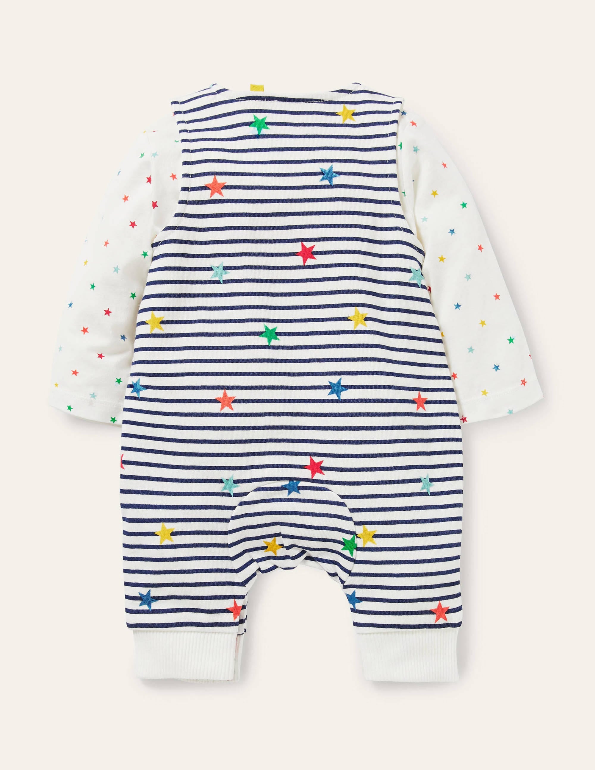Ensemble bio avec salopette-Rayé étoile multi - Image 2