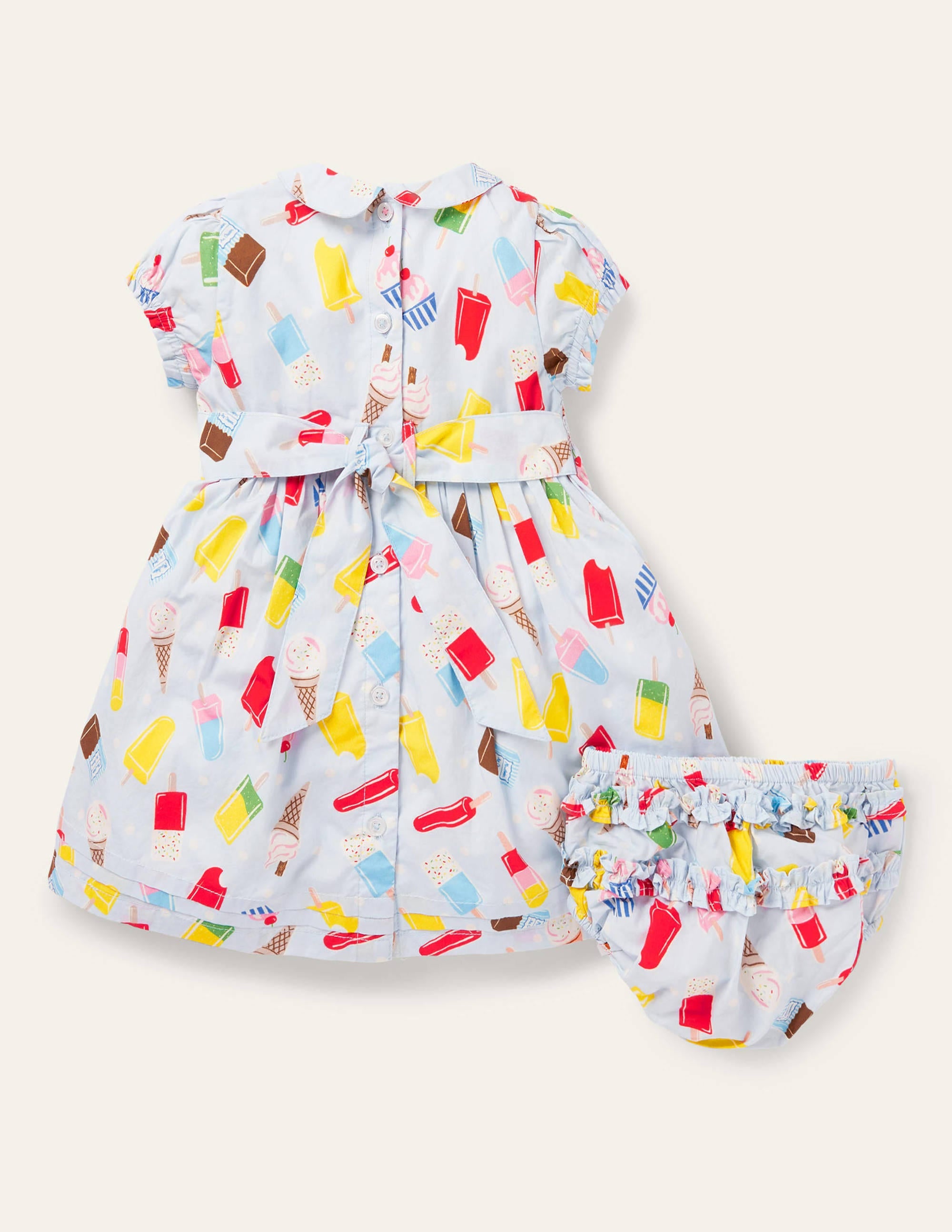 Robe rétro tissée à smocks-Glaces bleu Provence - Image 2