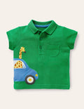 Polo en piqué fun-Voiture vert printemps