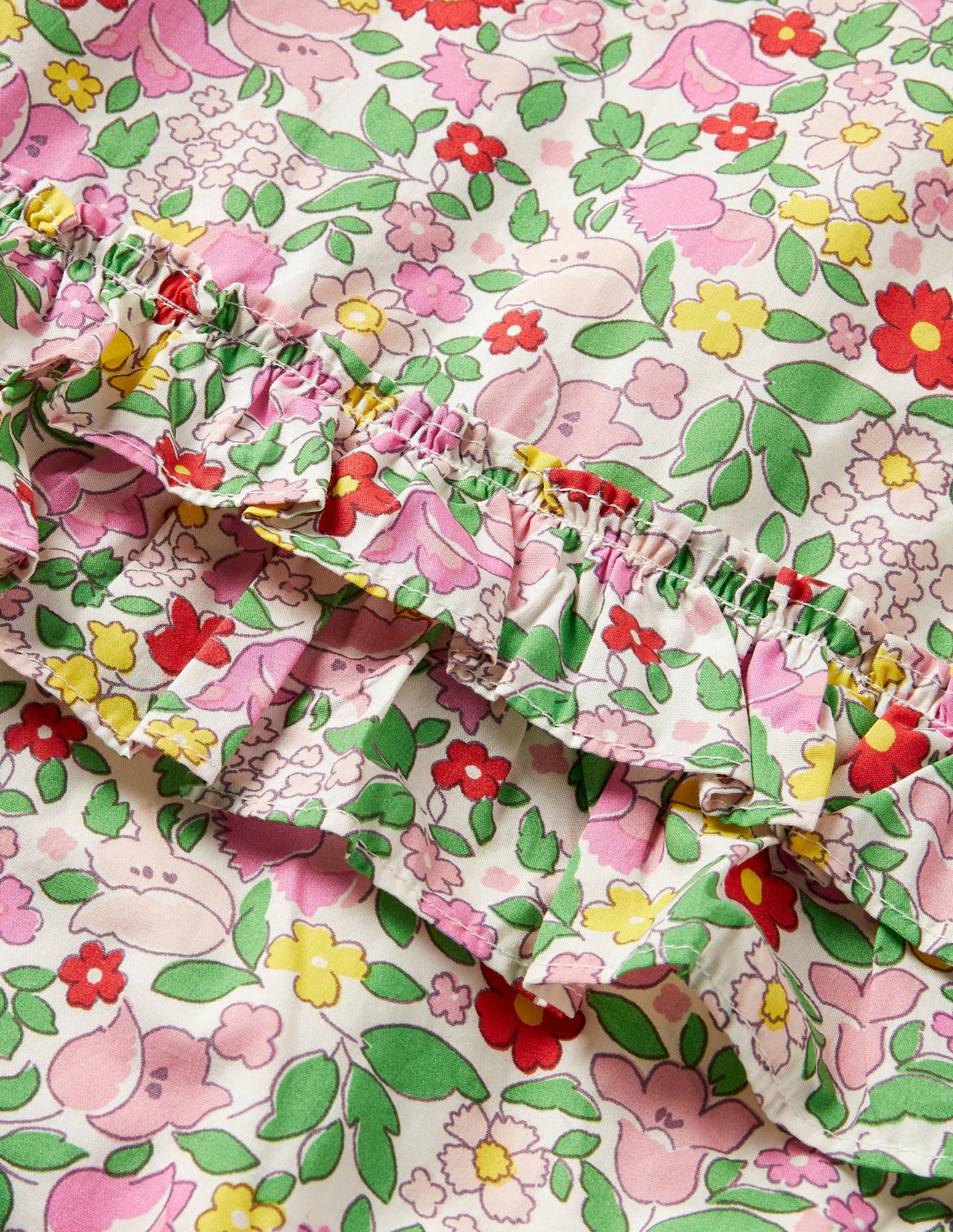 Gewebter Einteiler mit Rüschen-Limonadenrosa, Vintage-Blumenmuster-3