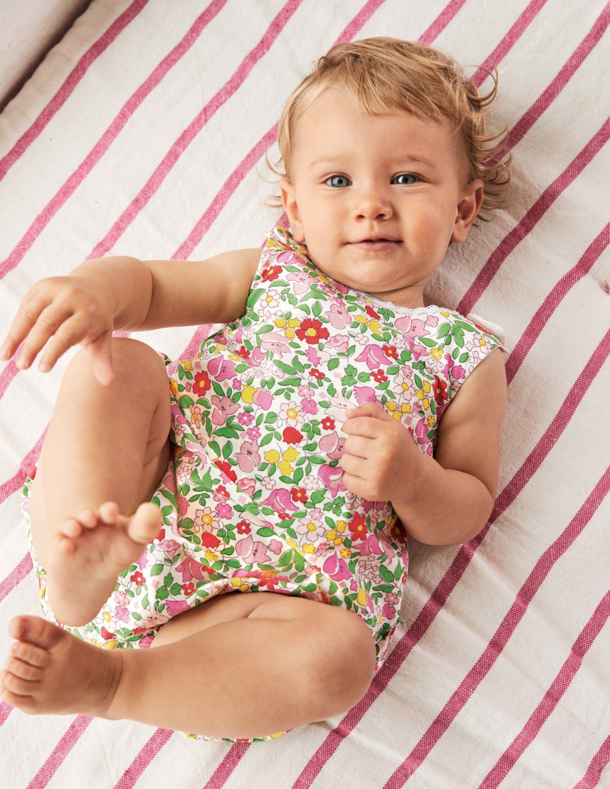 Gewebter Einteiler mit Rüschen-Limonadenrosa, Vintage-Blumenmuster-4