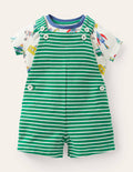 Ensemble estival avec salopette en jersey-Motif Animal Adventures multi