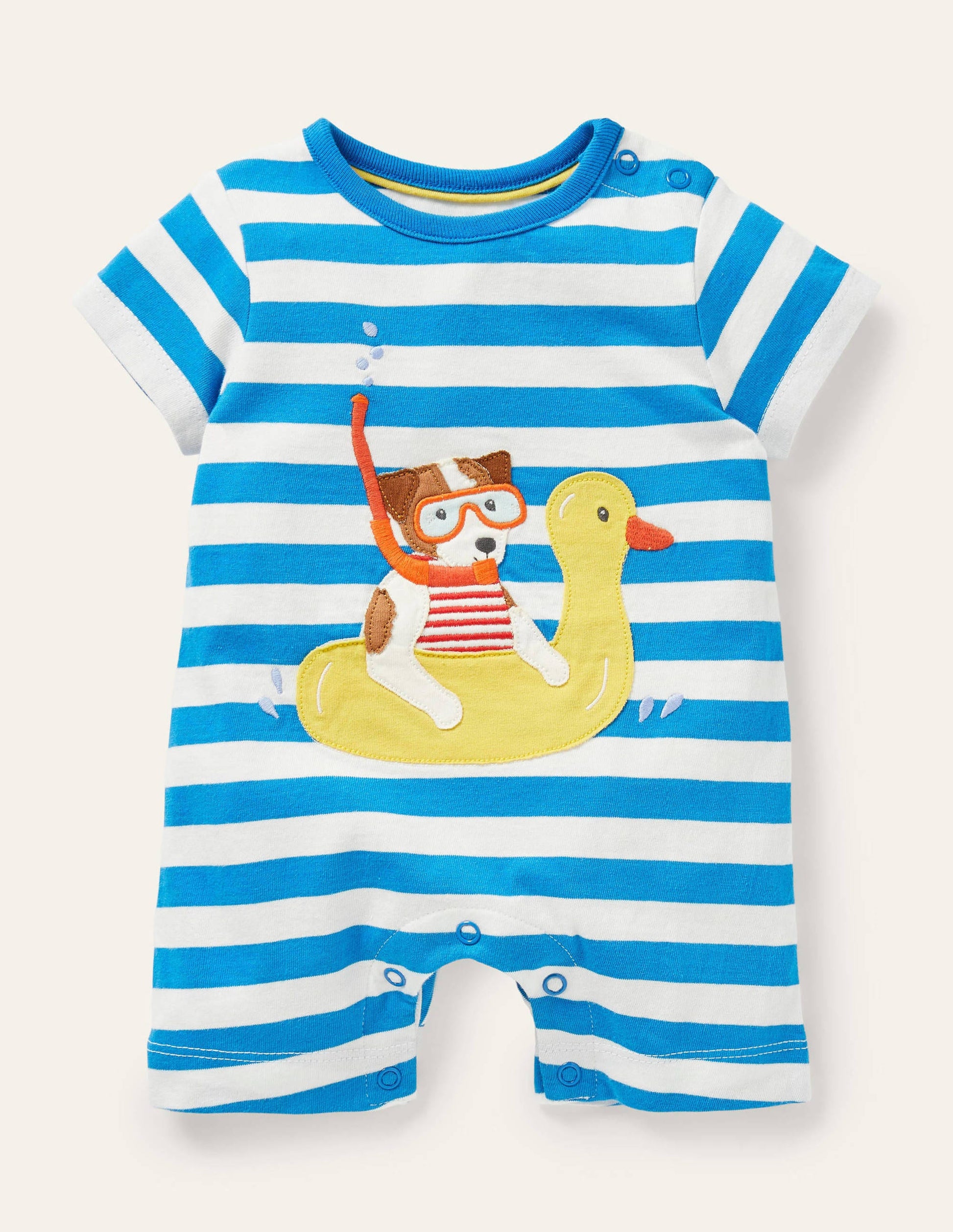 Short Jersey Romper-Ivory/Moroccan Blue Sprout-1