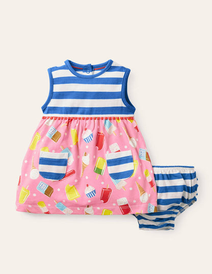 Robe en jersey à imprimé-Glaces limonade rose-2