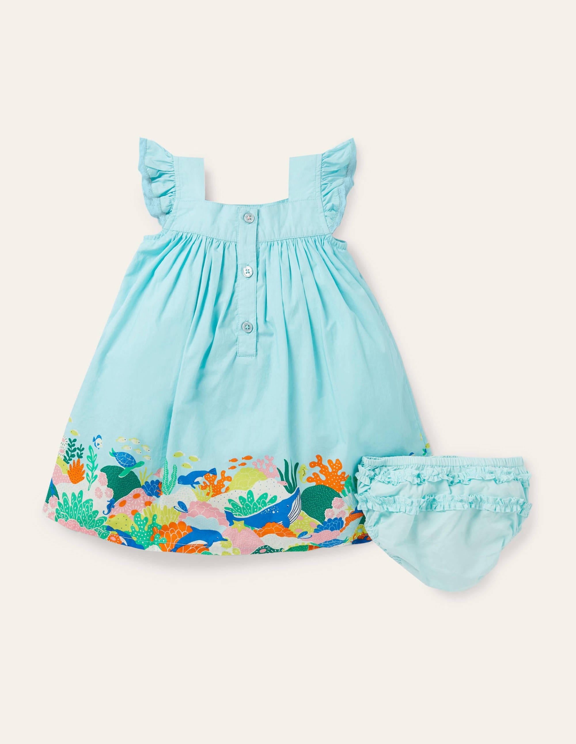 Webkleid mit Korallenszene-Türkis, Korallenriff - Image 2