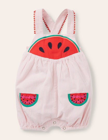 Fröhlicher Strampler mit feinen Streifen-Limonadenrosa, Wassermelonen-2