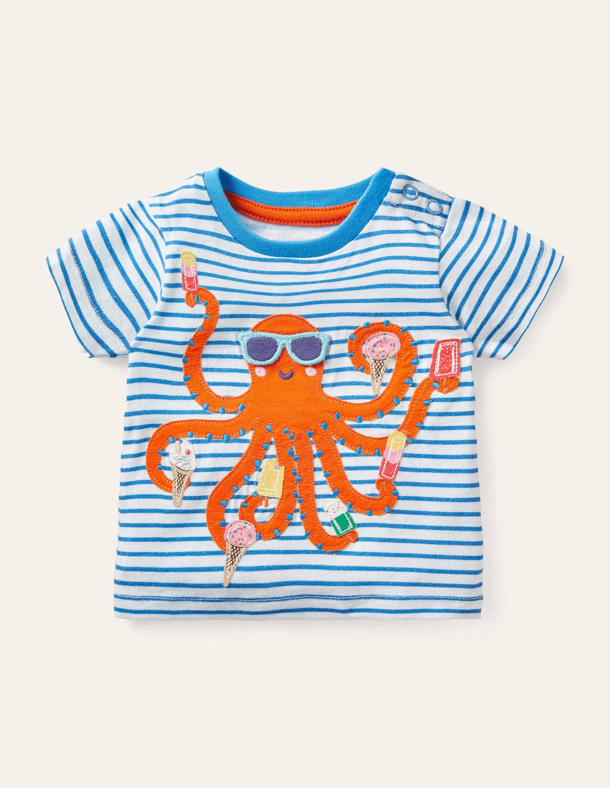 Animal Adventures Flap T-shirt-Ivory/Moroccan Blue Octopus-1