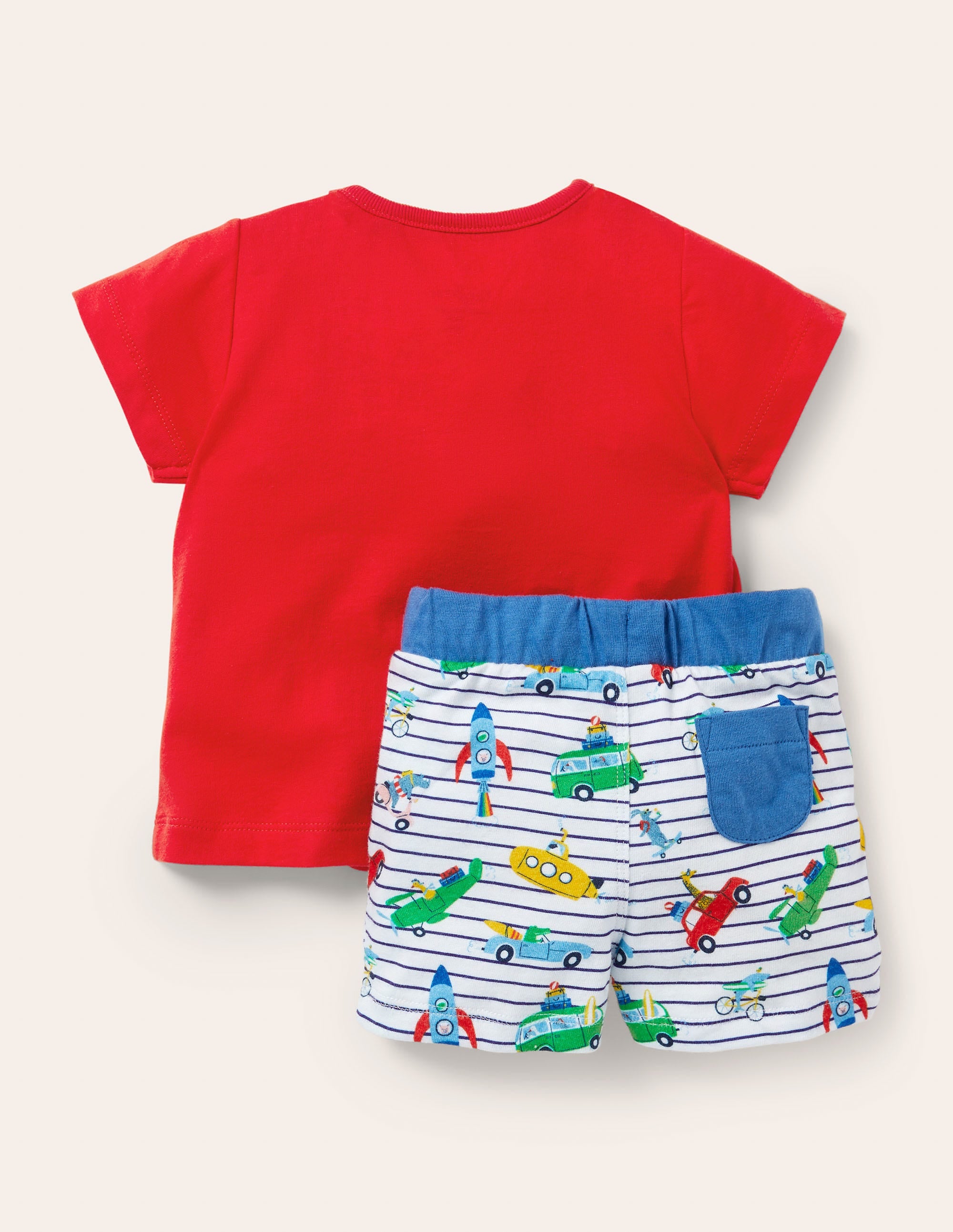 Ensemble avec short à appliqué vacances-Motif Animal Adventures ivoire/bleu - Image 2