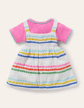 Ensemble avec robe chasuble tissée et rayée-Arc-en-ciel multi