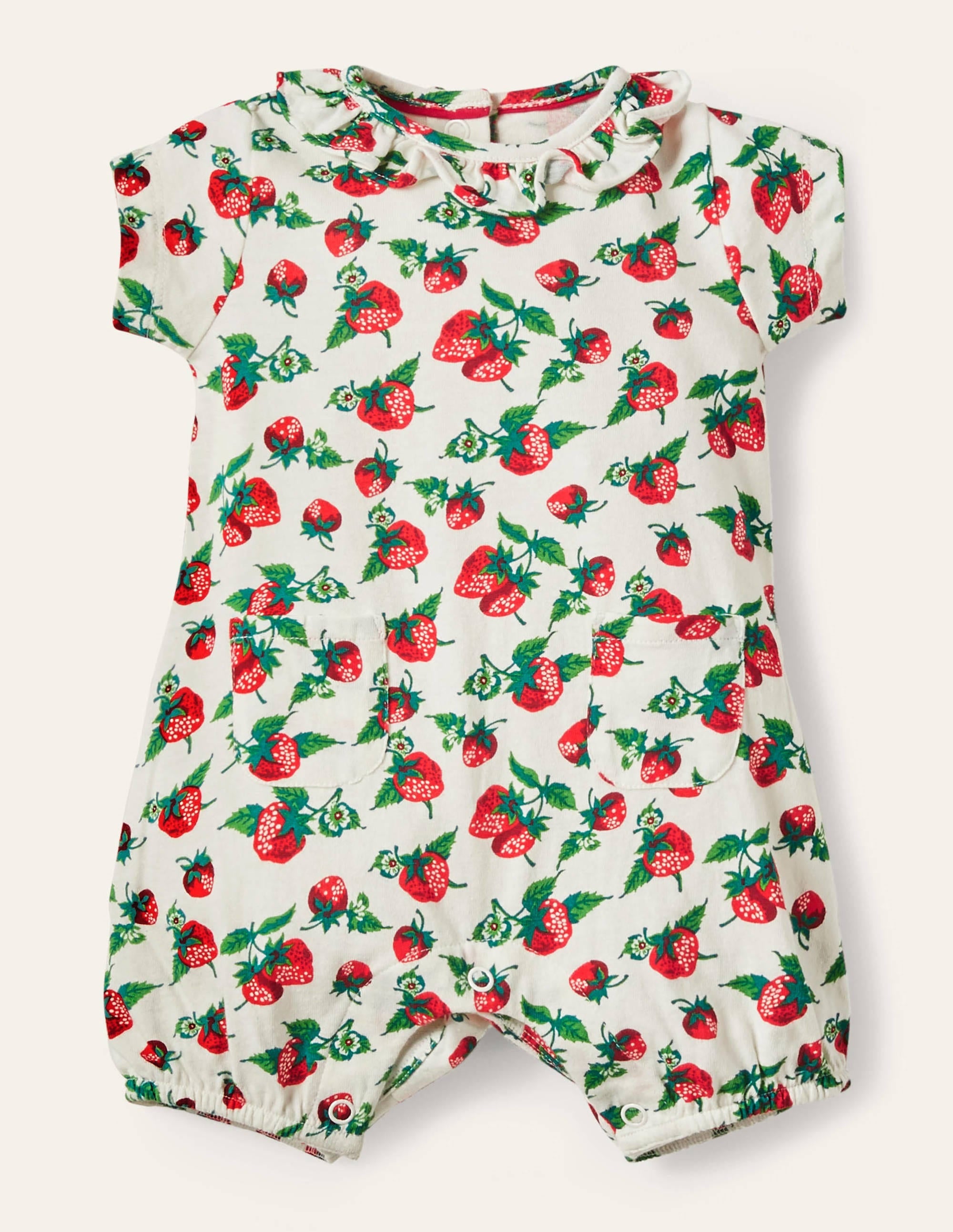 Jersey Romper-Ivory Strawberry Patch - Image 1