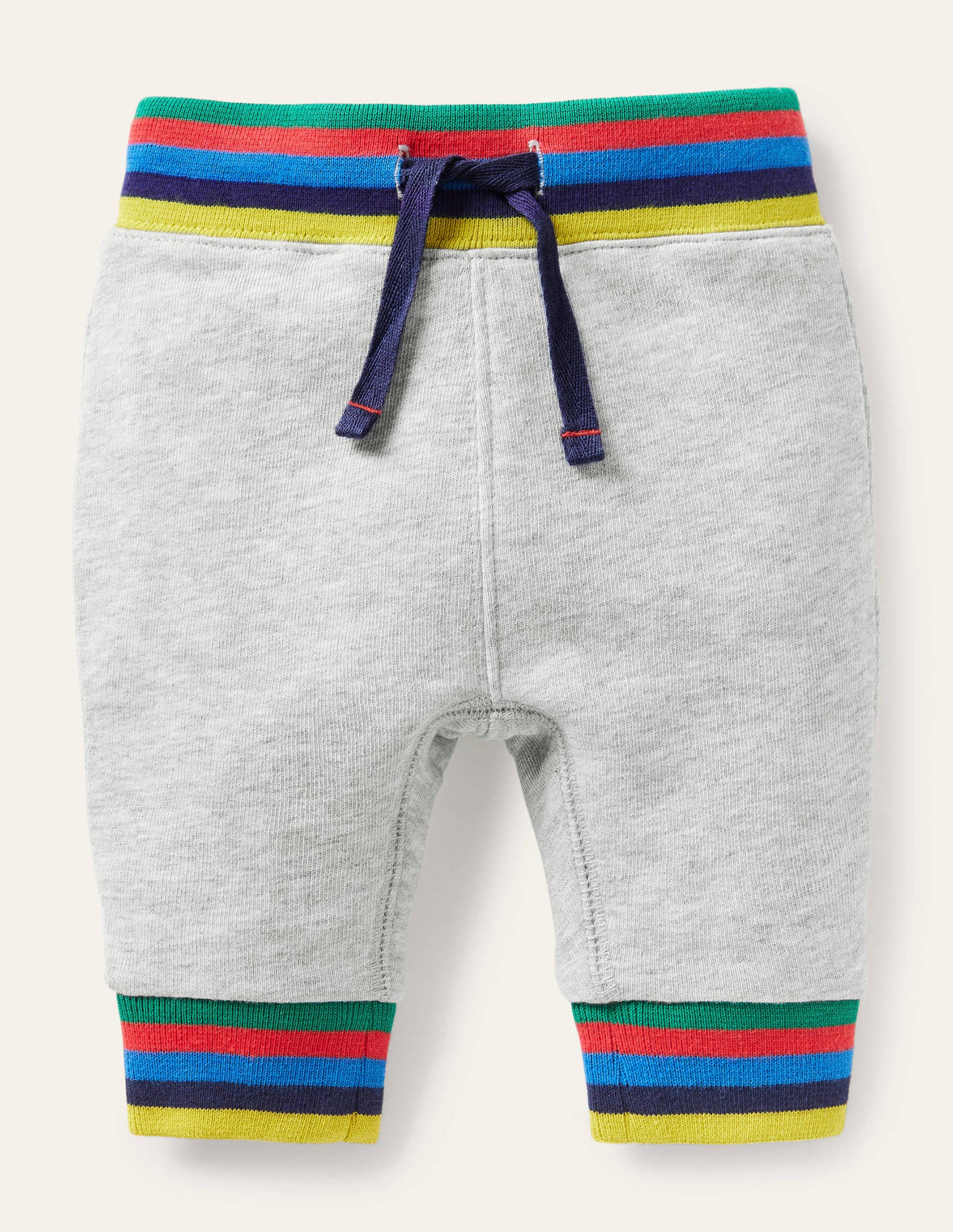 Gerippte Jerseyhose mit Regenbogenstreifen-Grau Meliert-1