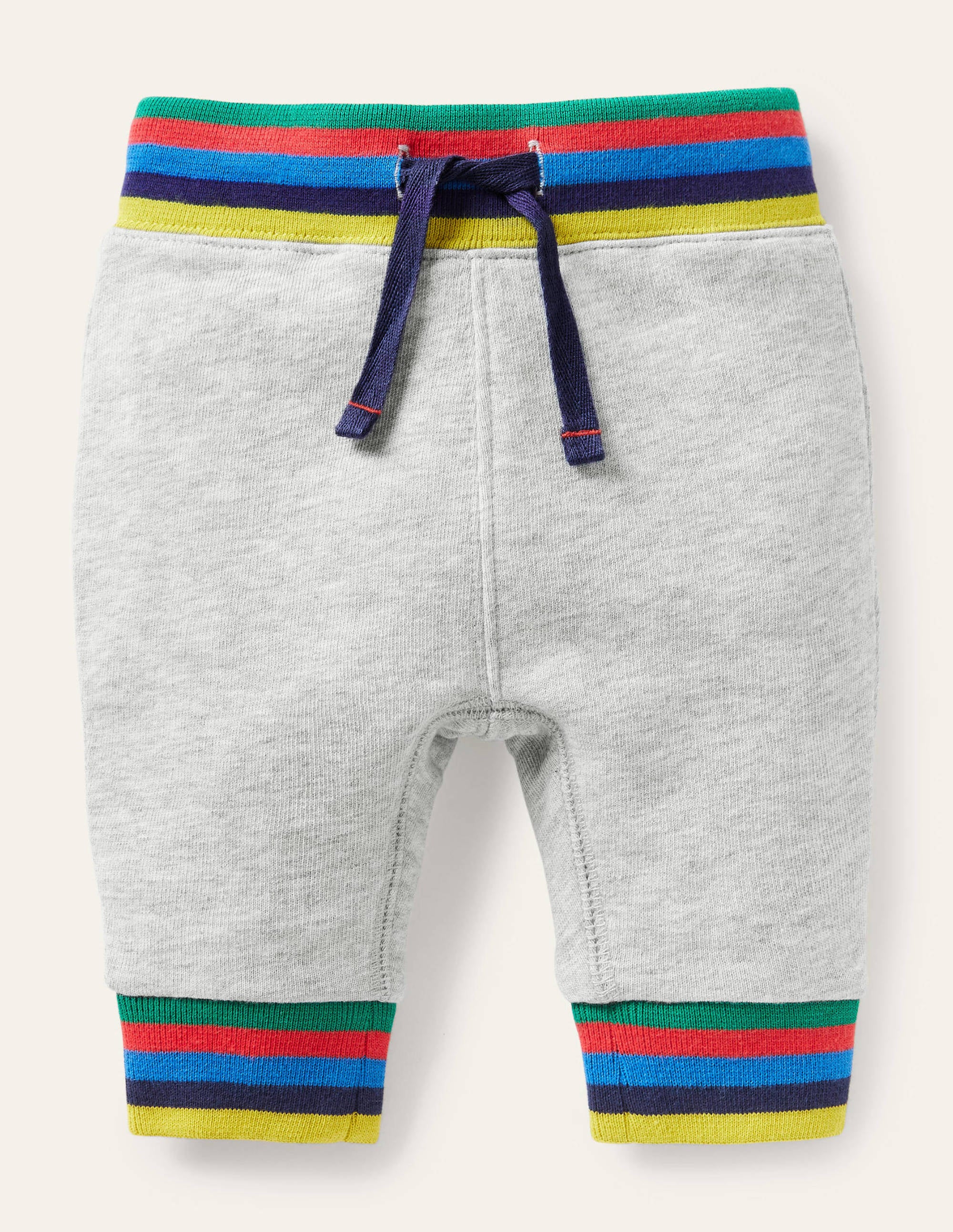 Pantalon en jersey à côtes arc-en-ciel-Gris chiné - Image 1
