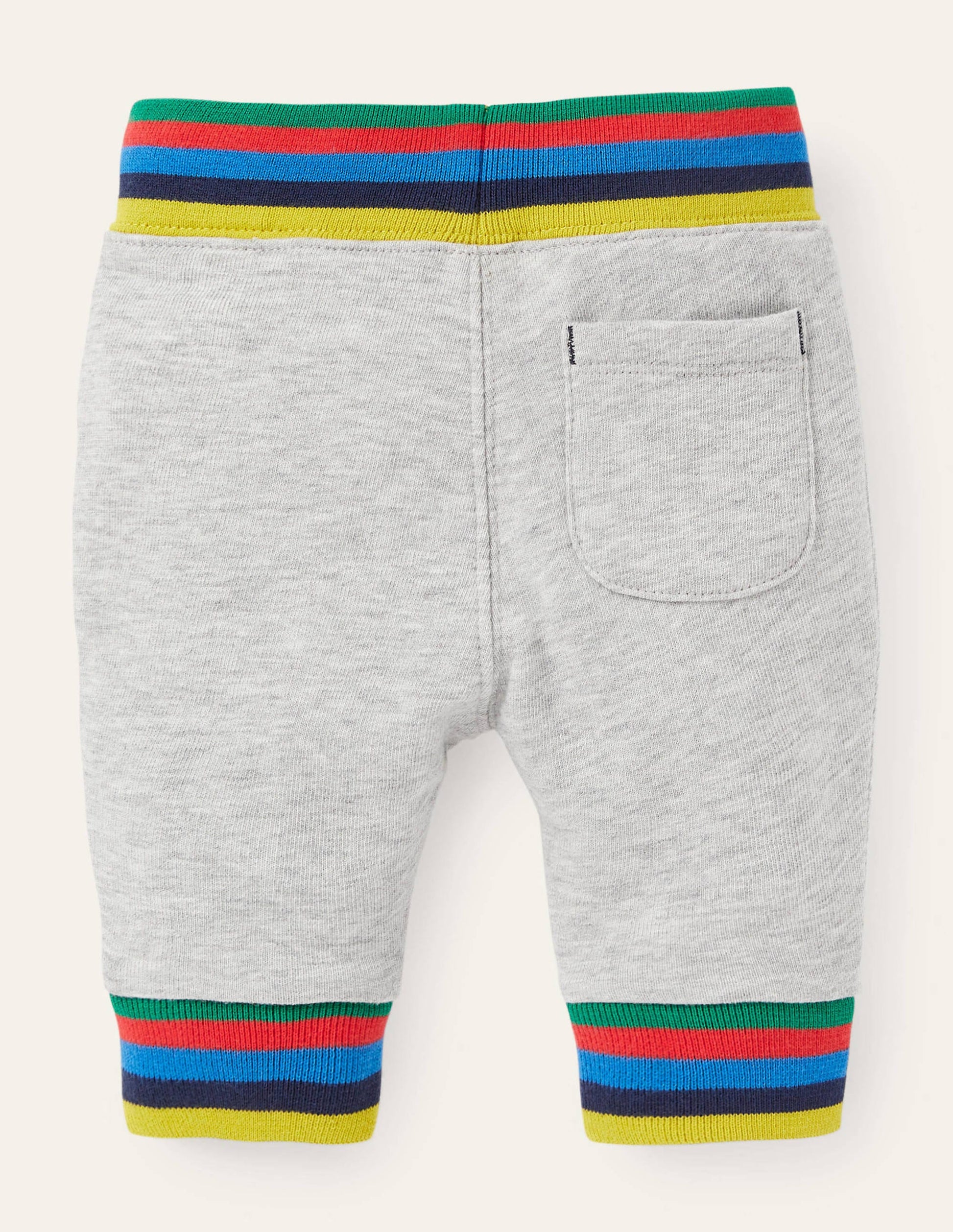 Gerippte Jerseyhose mit Regenbogenstreifen-Grau Meliert-2