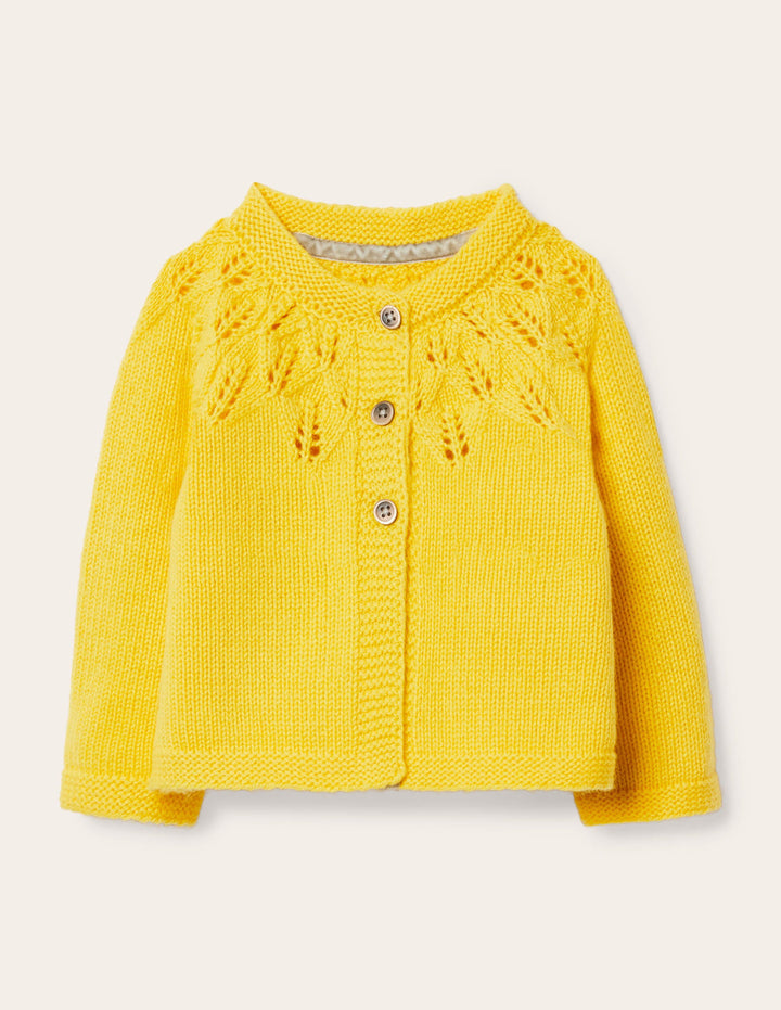 Everyday Textured Cardigan-Sweetcorn Yellow