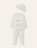 Organic Sleepsuit & Hat Set-Boto Pink Tiny Spot