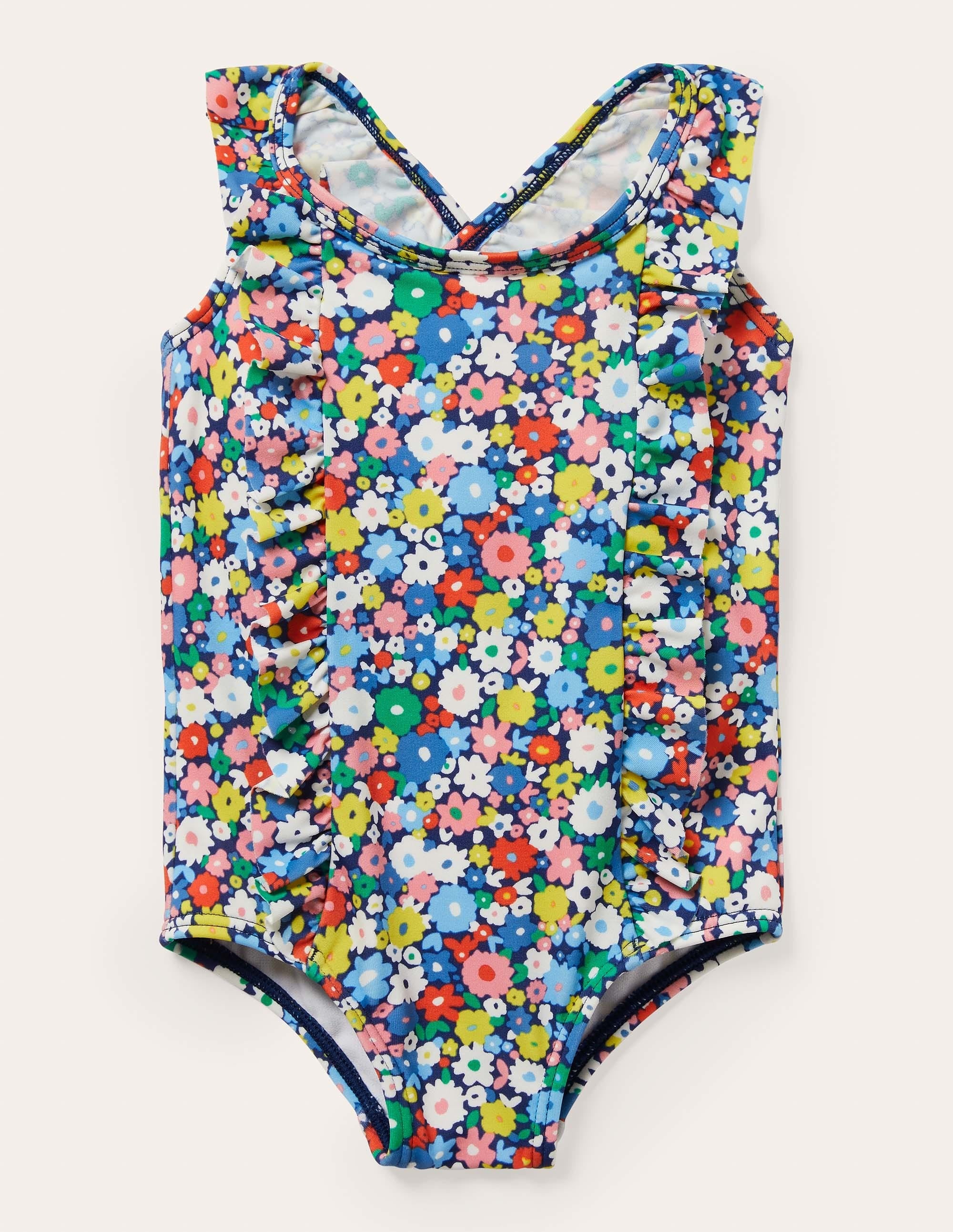 Maillot de bain volanté et croisé dans le dos-Motif Firecracker Flowerpatch - Image 1