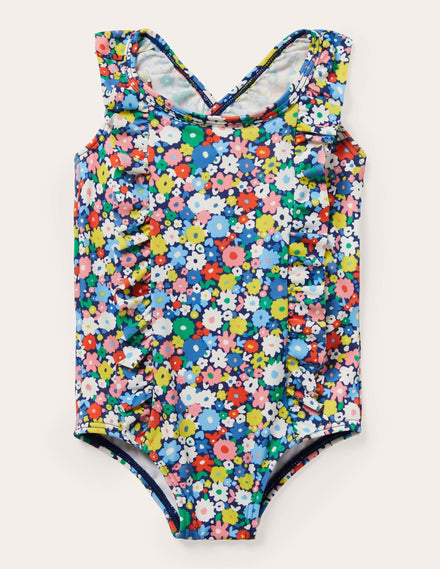 Frilly Cross-back Swimsuit-Firecracker Flowerpatch
