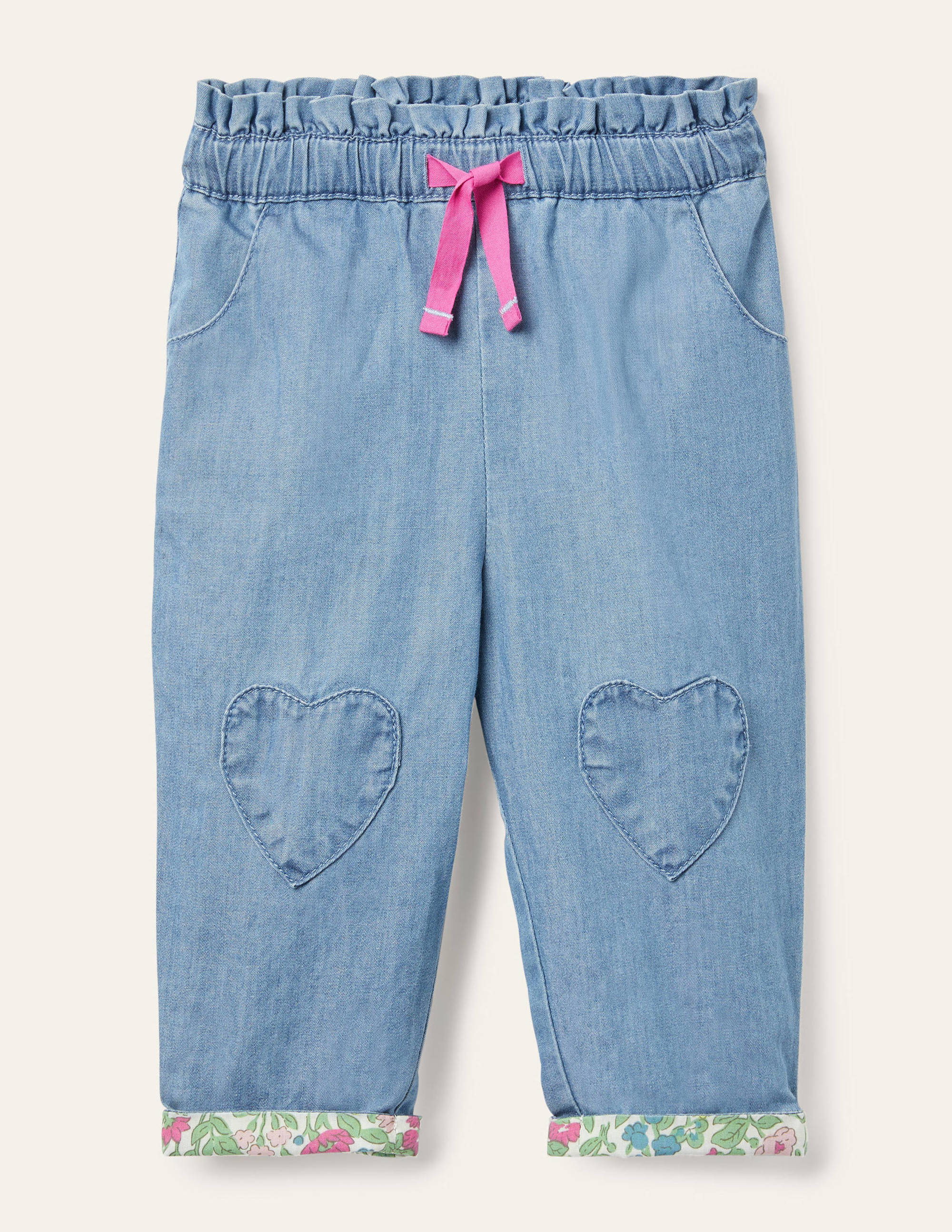 Pantalon à enfiler en chambray-Chambray clair - Image 1