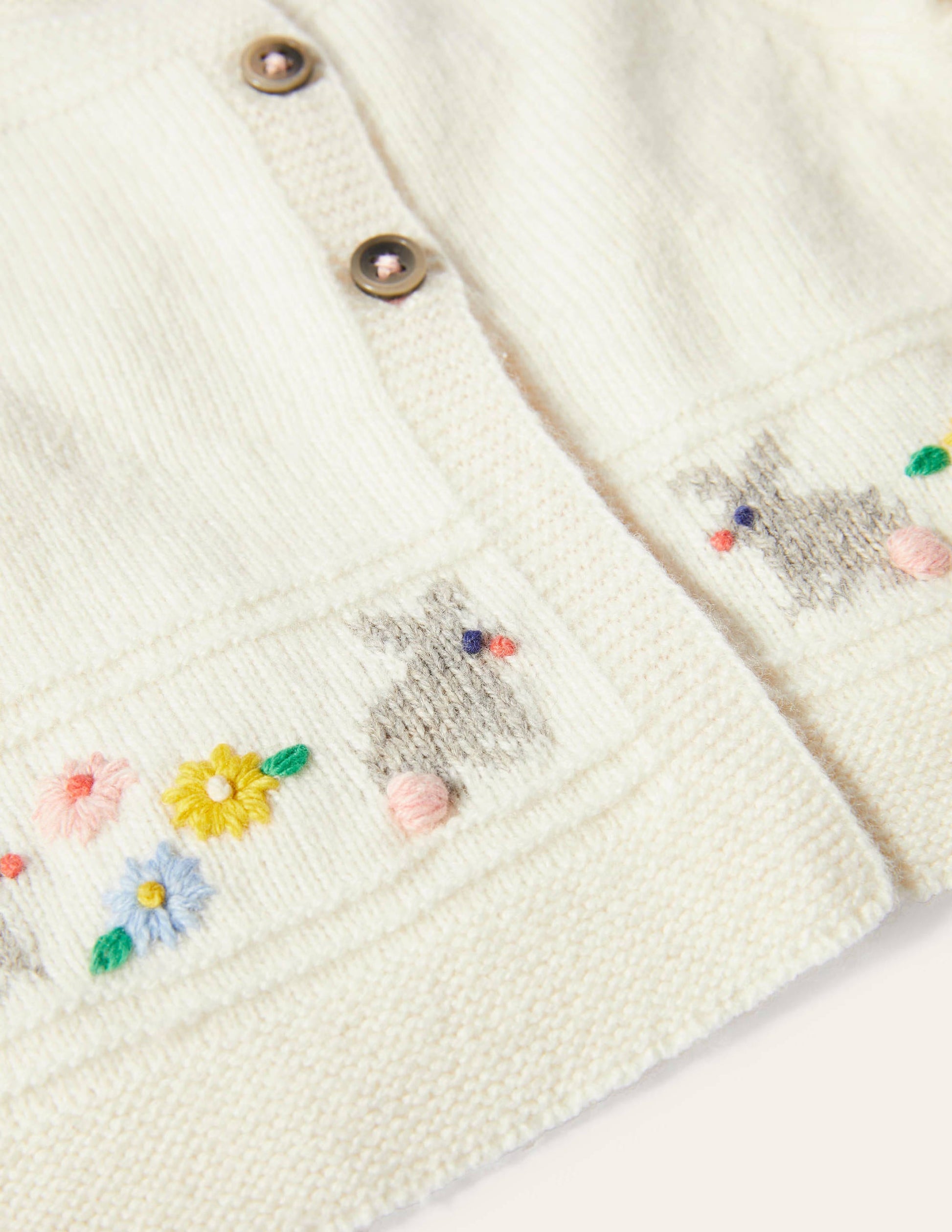 Newborn Fair Isle Cardigan-Ecru Marl Fair Isle Bunnies-3