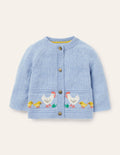 Fair-Isle-Cardigan für Neugeborene-Eisblau Meliert, Enten