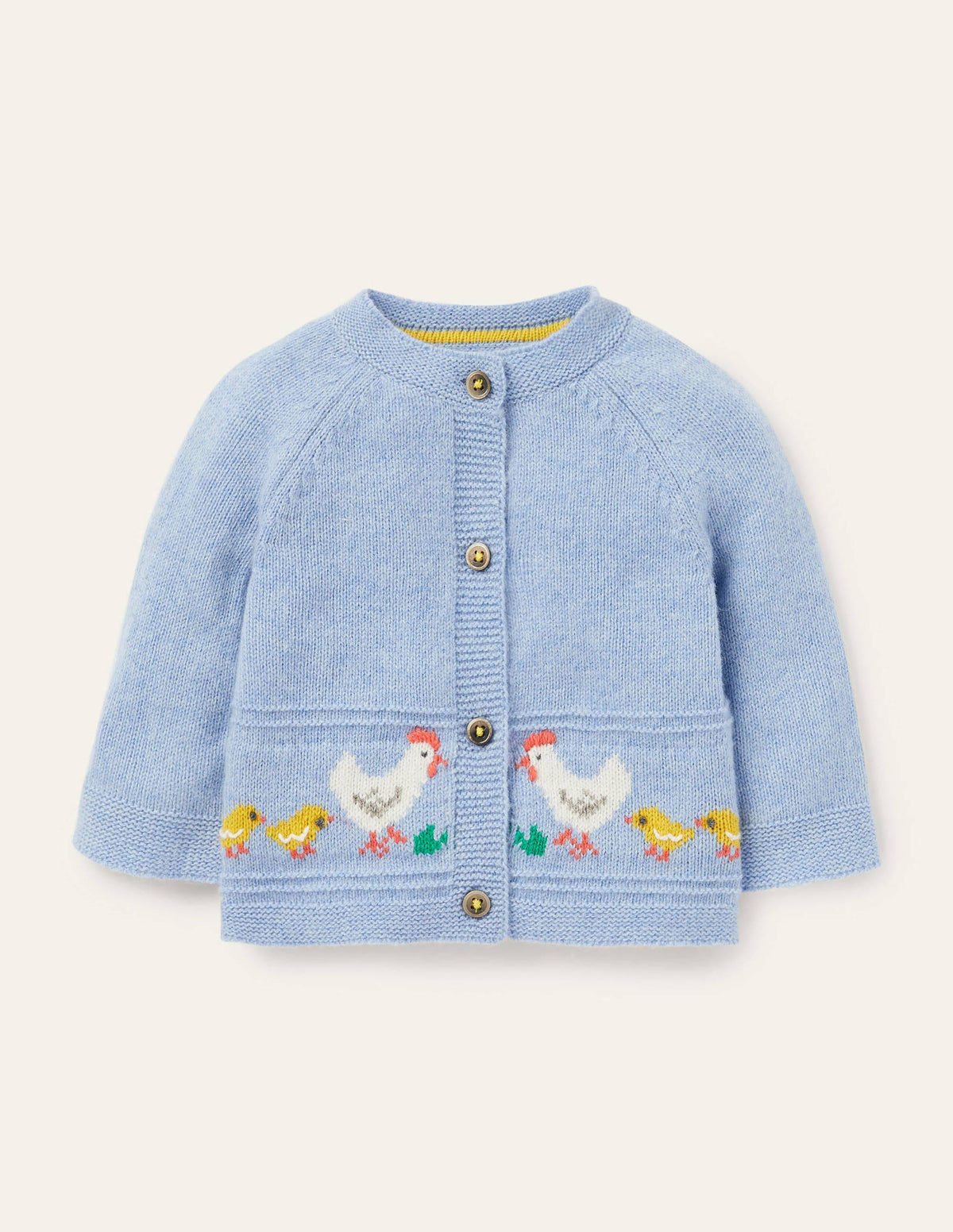 Fair-Isle-Cardigan für Neugeborene-Eisblau Meliert, Enten - Image 1