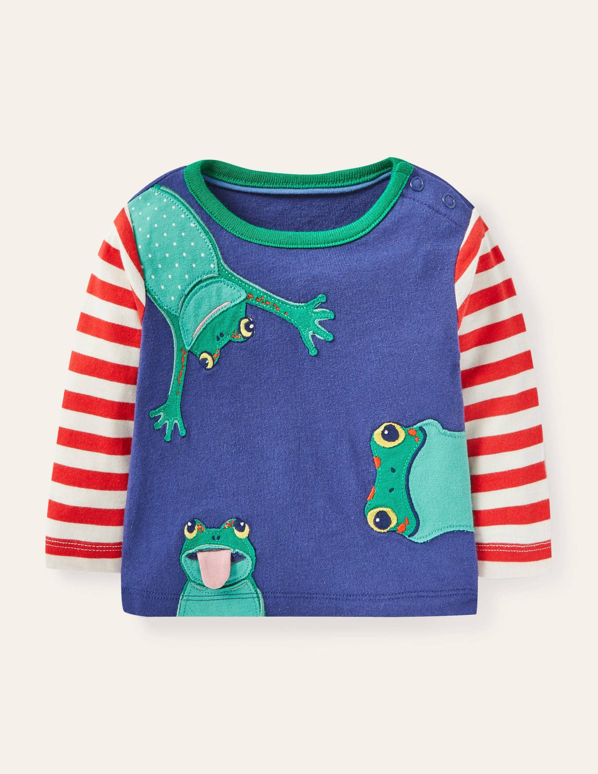Oberteil mit frechen Fröschen-Segelblau, Frösche-1