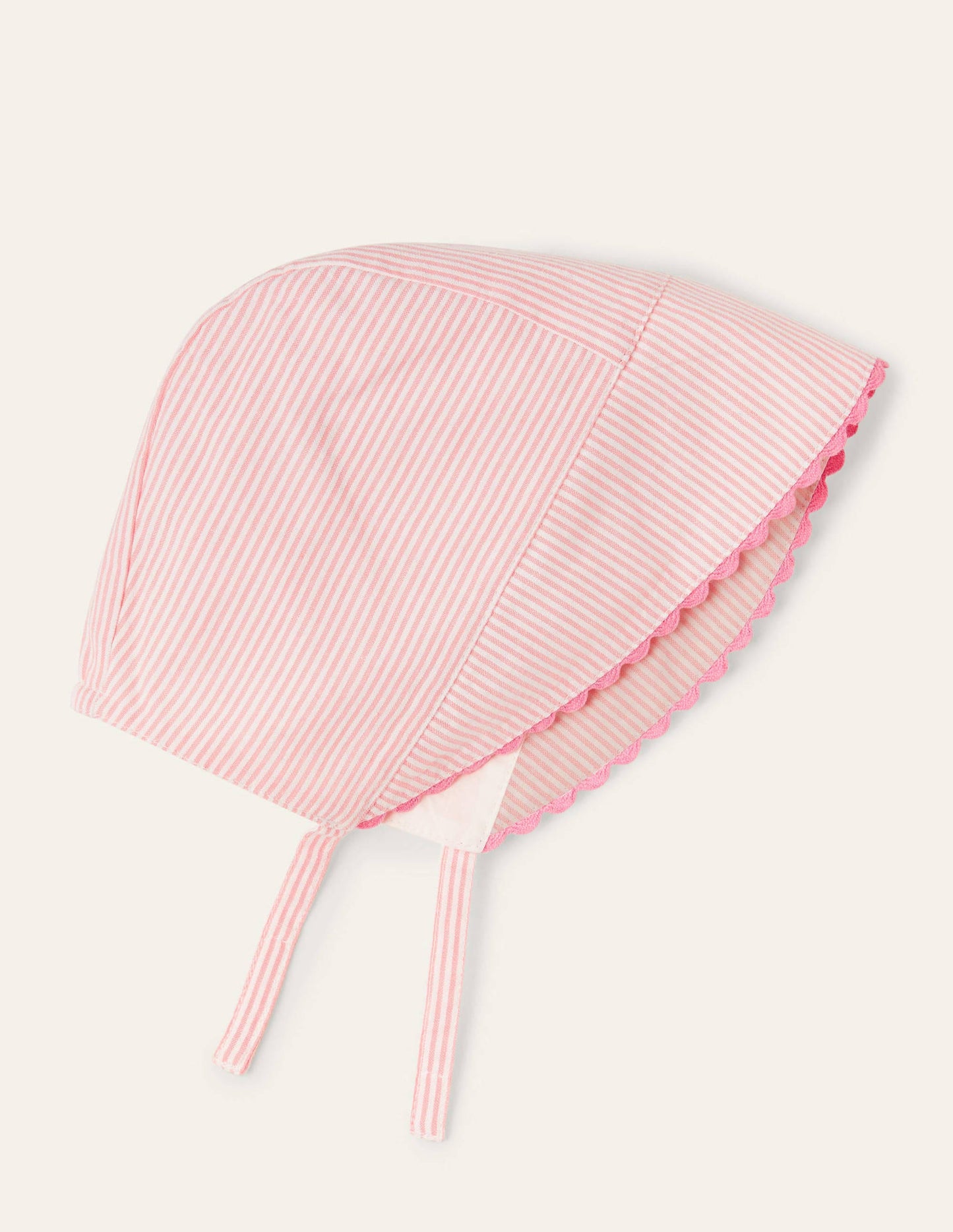 Woven Bonnet-Pink Lemonade/Ivory Ticking