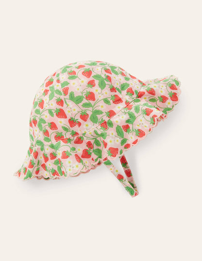 Woven Wide Brim Hat-Boto Pink Strawberry
